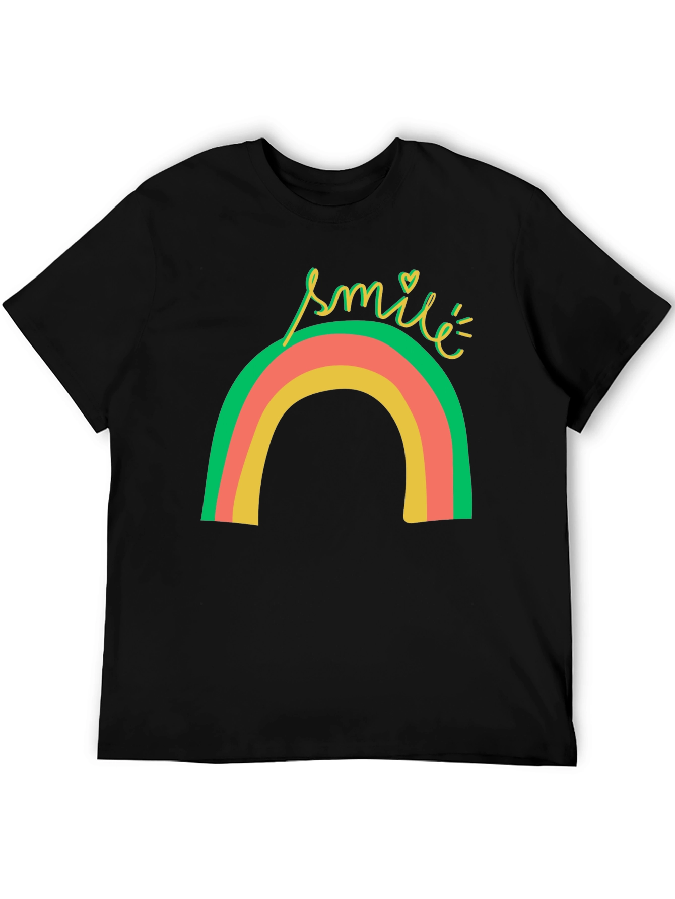 Smile Rainbow Graphic Tee - Black T-Shirt