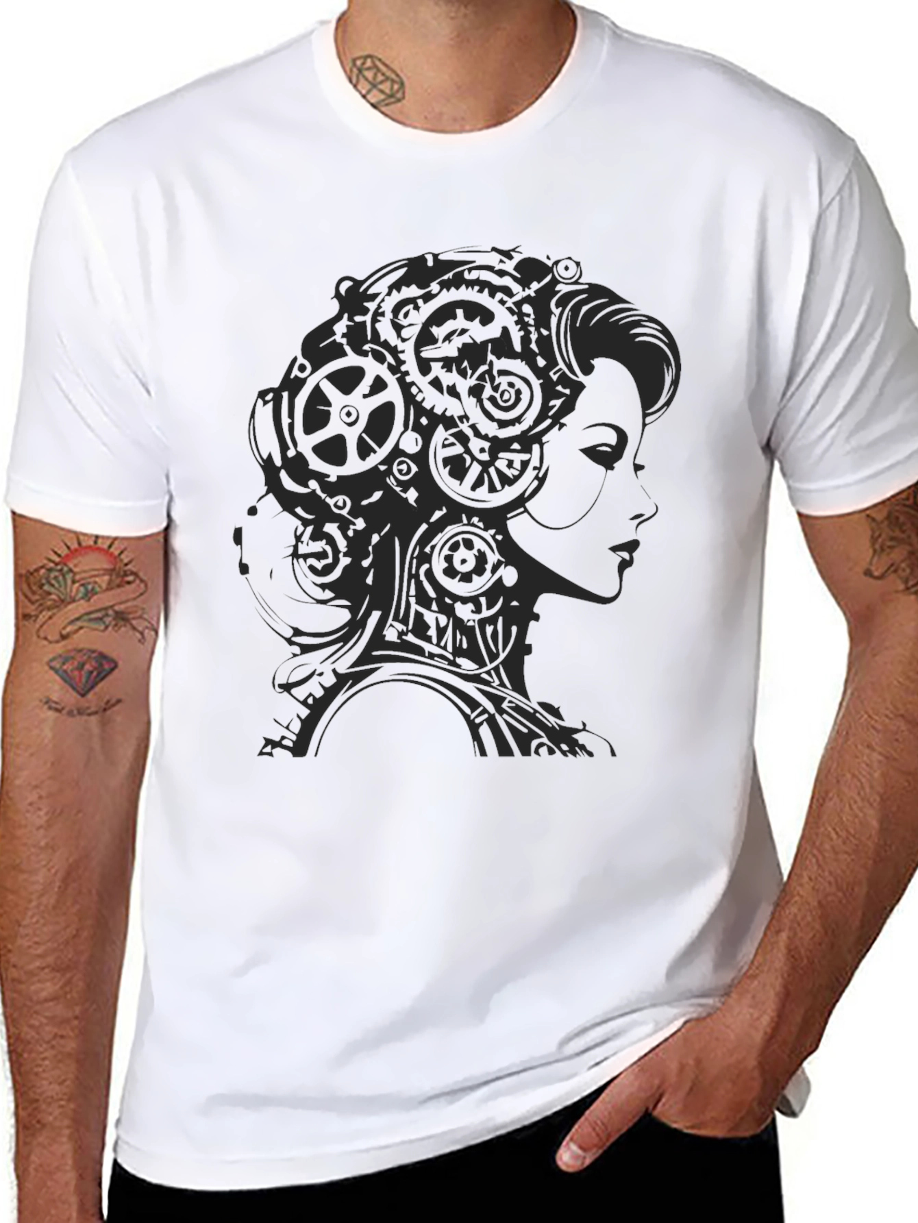 Steampunk Lady Graphic T-Shirt - Black
