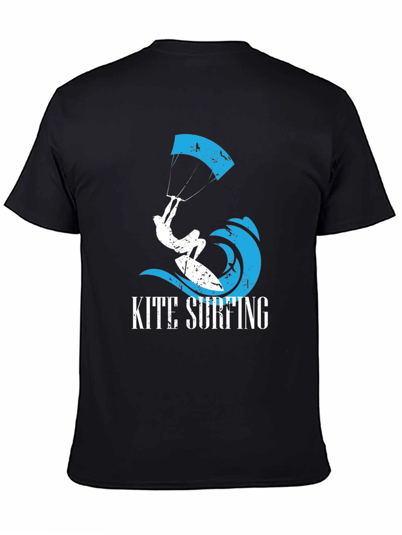 Kite Surfing Graphic T-Shirt - Black Cotton Tee