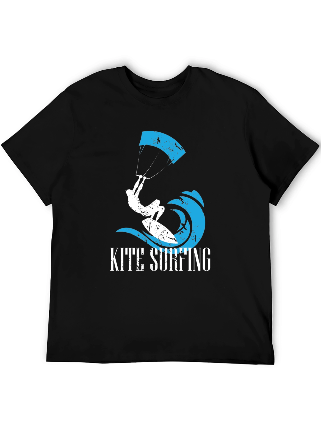 Kite Surfing Graphic T-Shirt - Black Cotton Tee