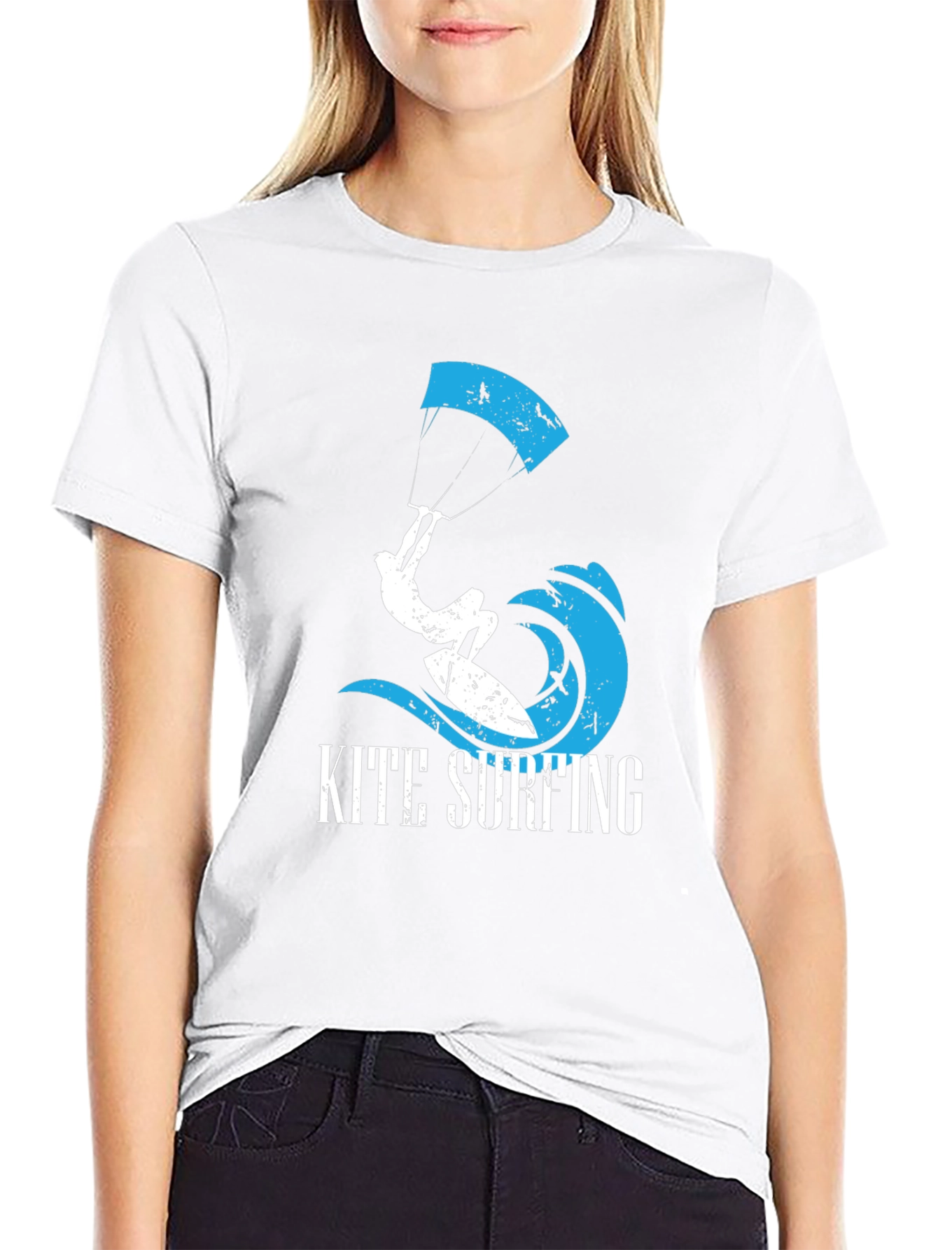 Kite Surfing Graphic T-Shirt - Black Cotton Tee