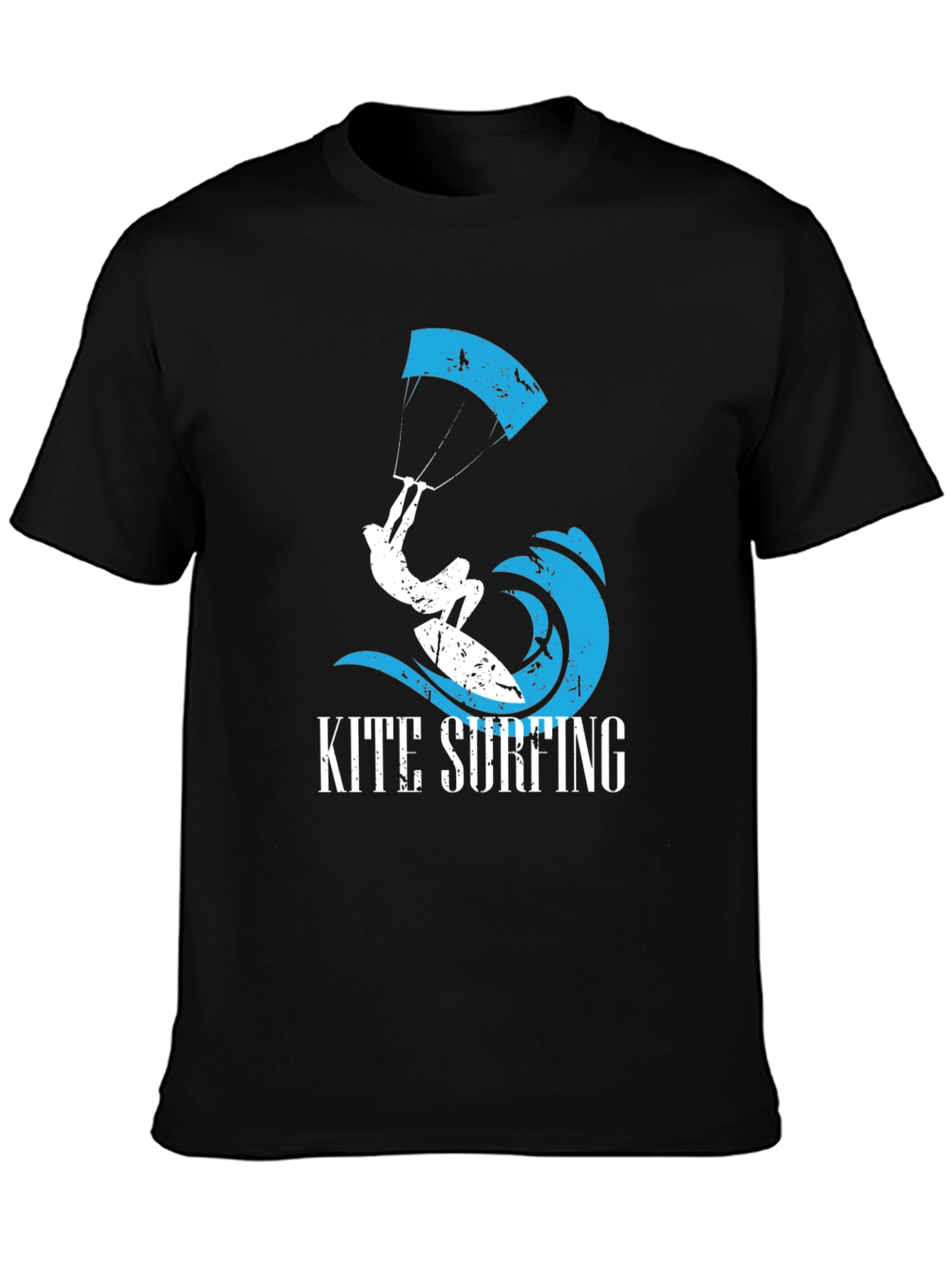 Kite Surfing Graphic T-Shirt - Black Cotton Tee