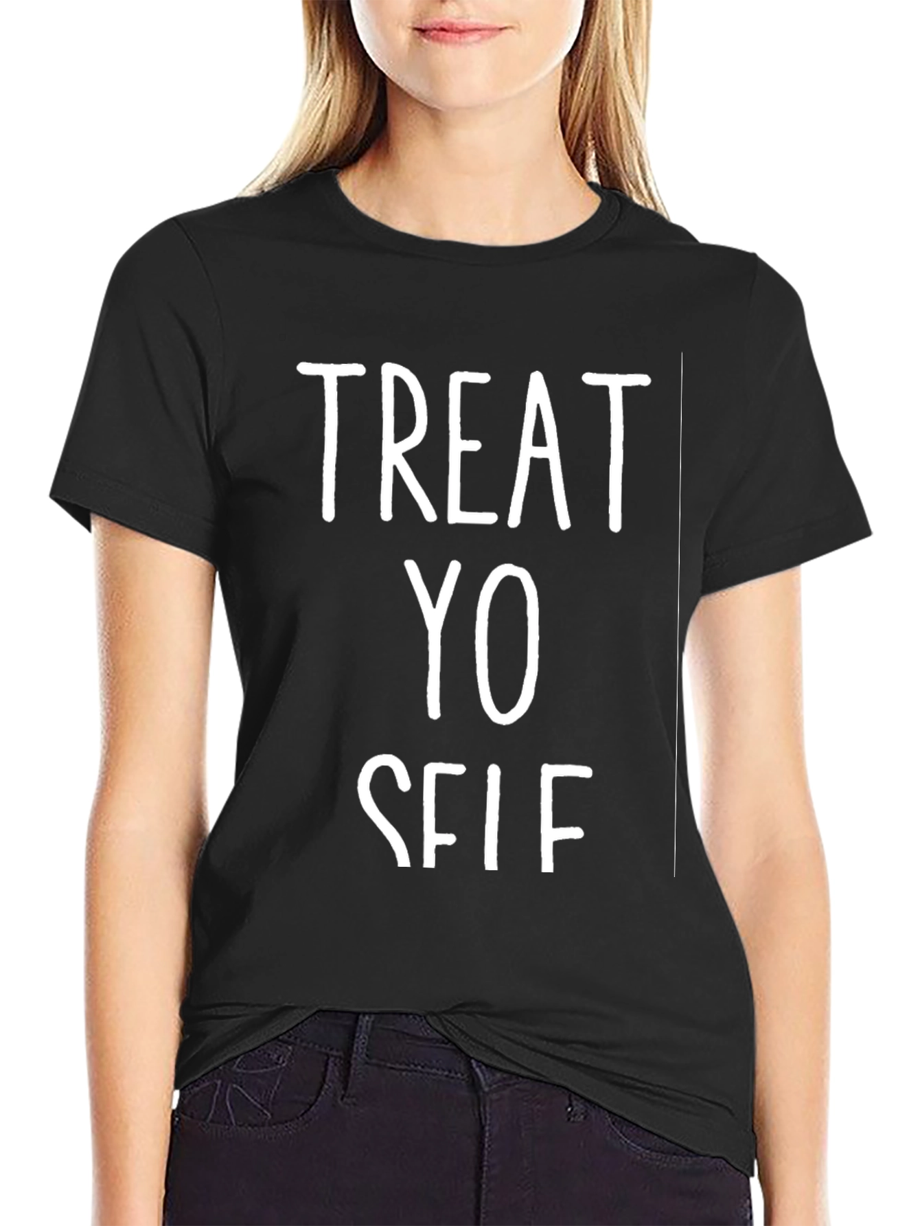 Treat Yo Self Black Graphic Tee