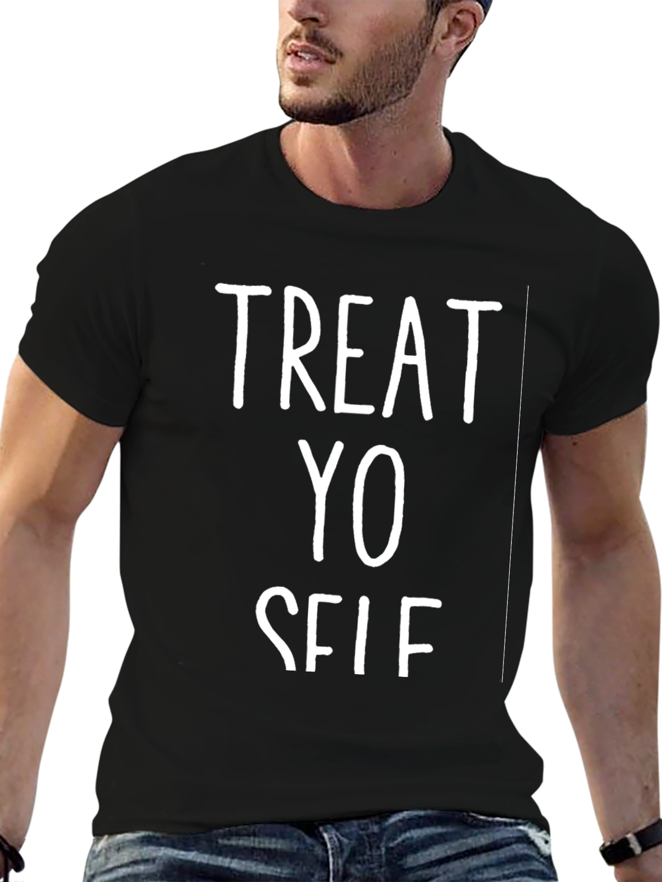 Treat Yo Self Black Graphic Tee