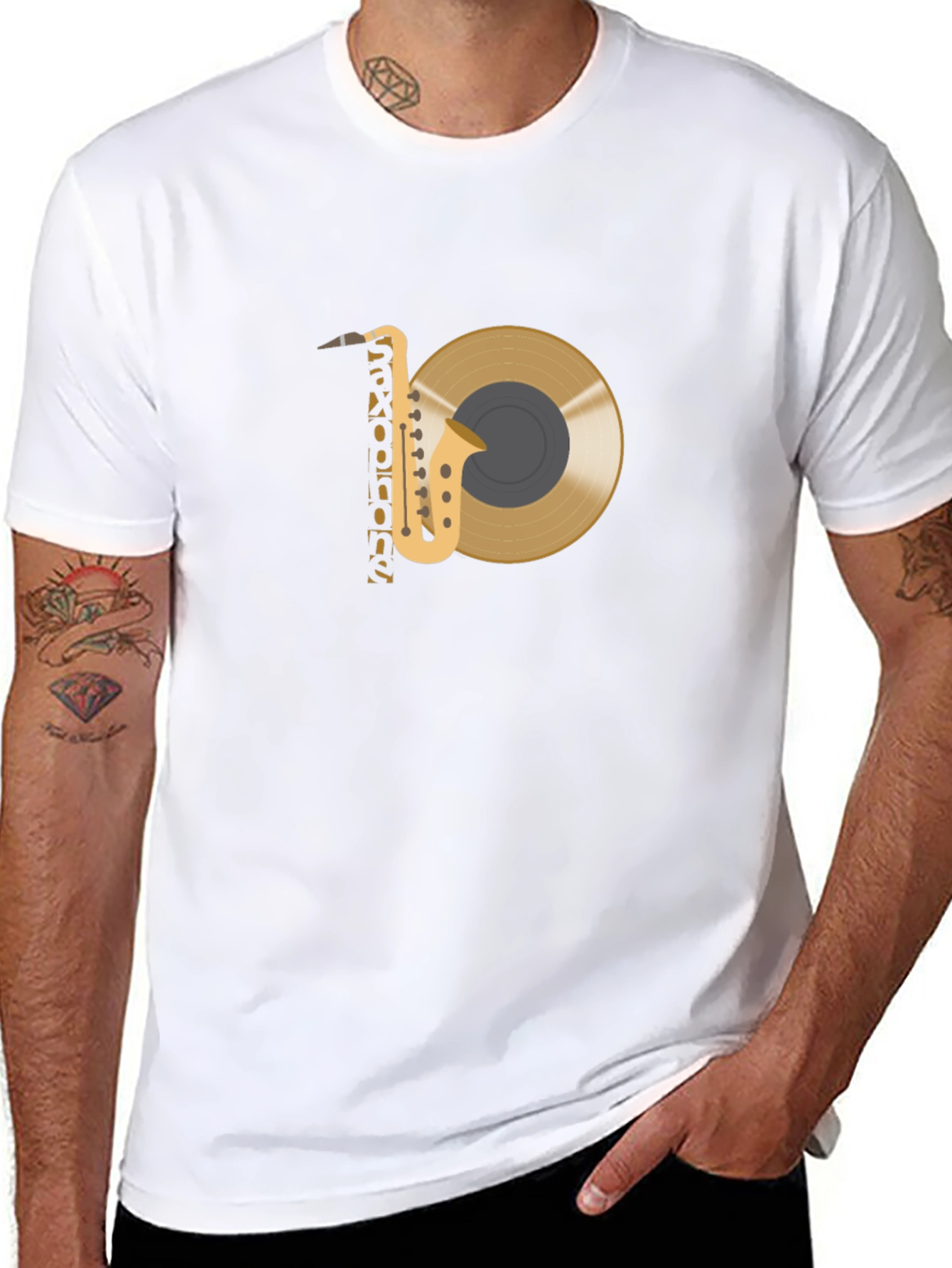 Saxophone and Record Graphic Tee