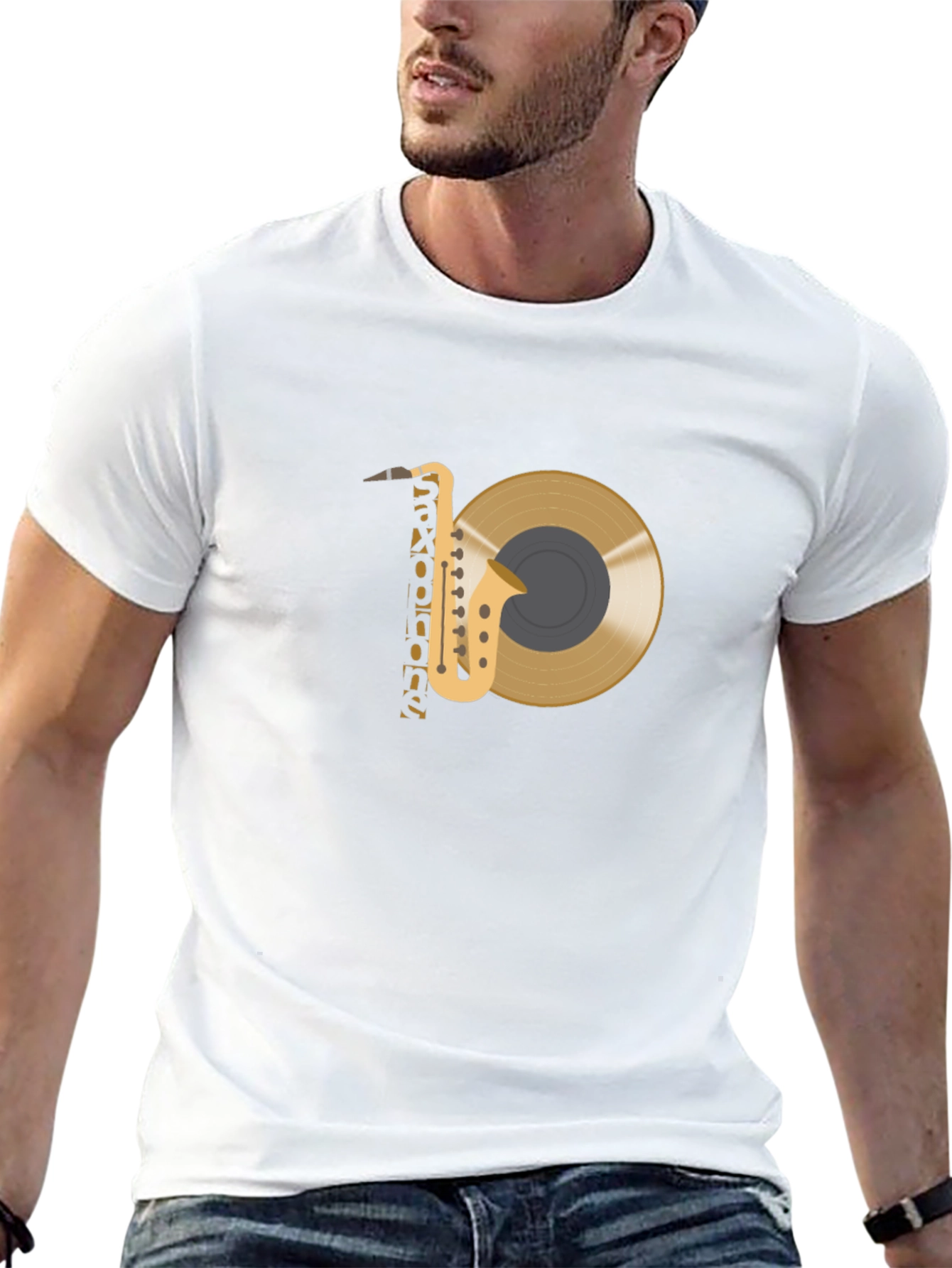 Saxophone and Record Graphic Tee