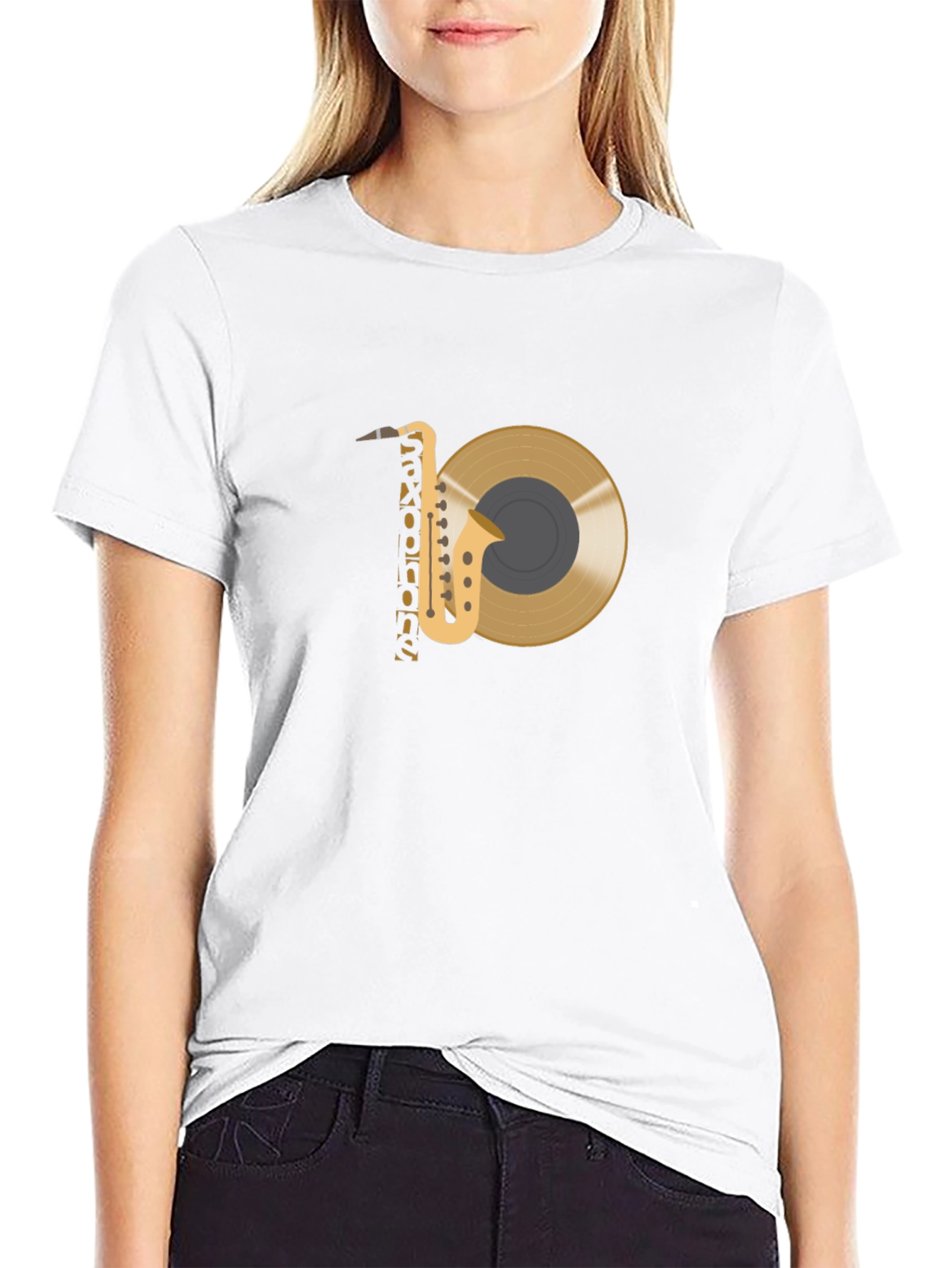 Saxophone and Record Graphic Tee