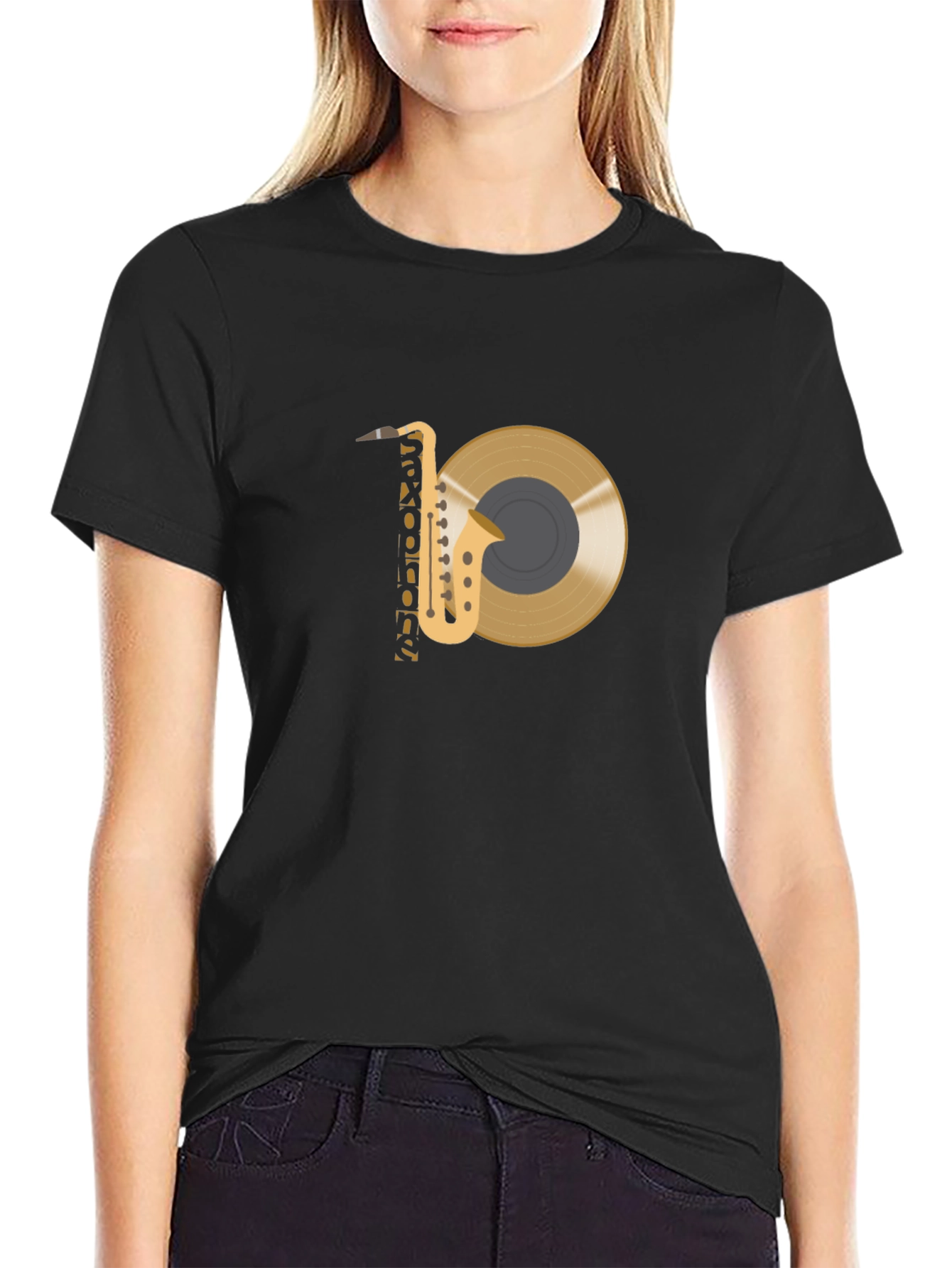 Saxophone and Record Graphic Tee