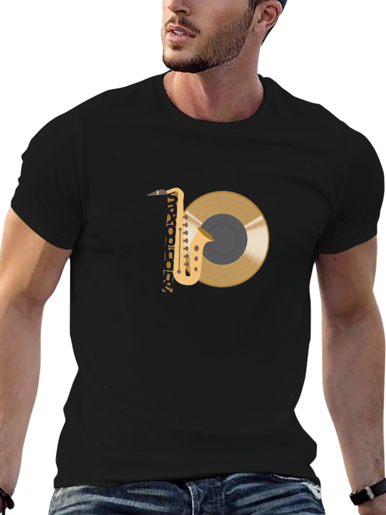 Saxophone and Record Graphic Tee