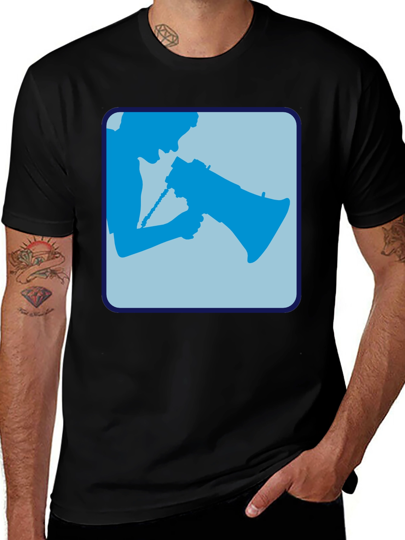 Megaphone Graphic Tee - Bold Black Cotton Shirt