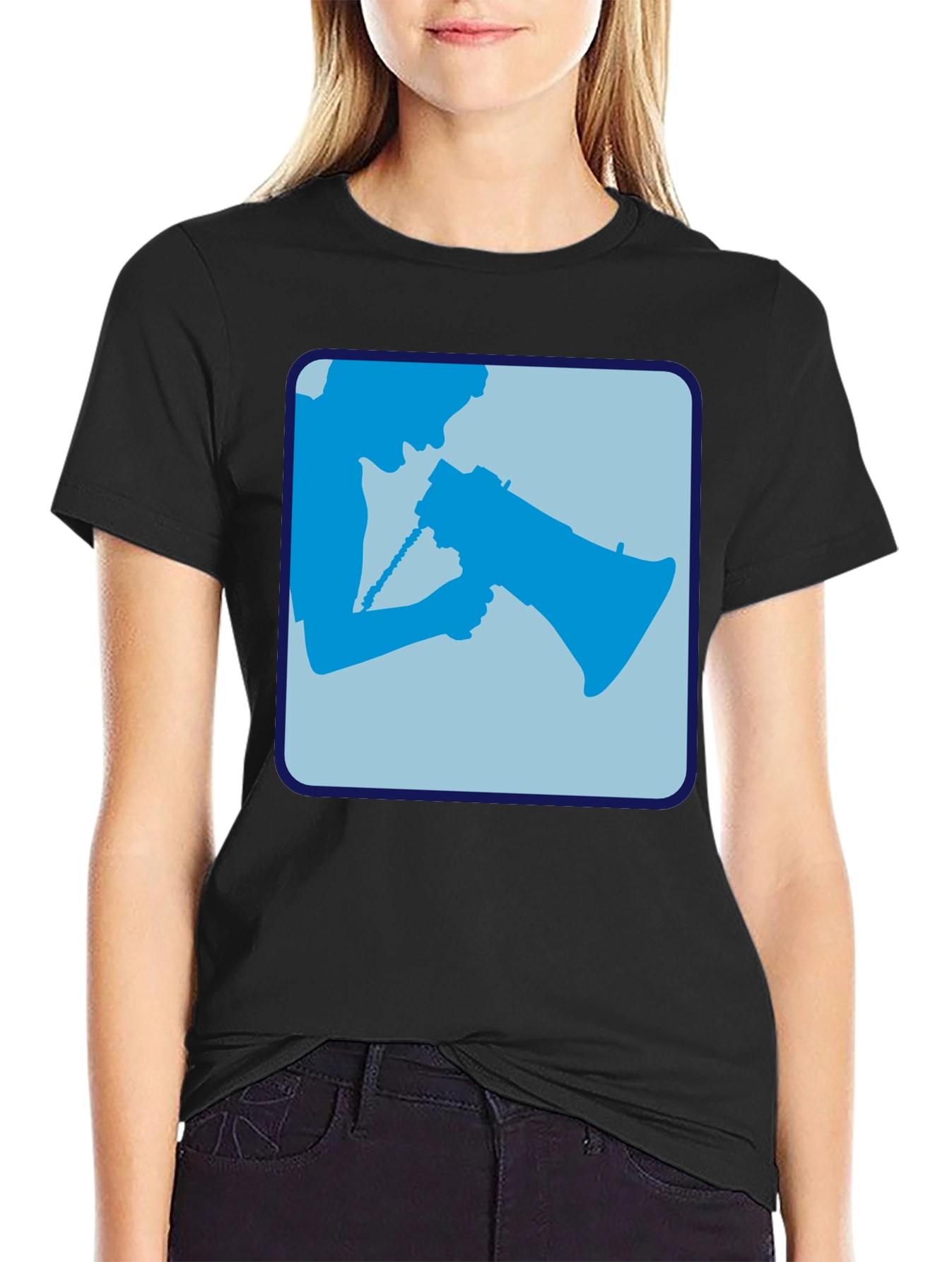 Megaphone Graphic Tee - Bold Black Cotton Shirt