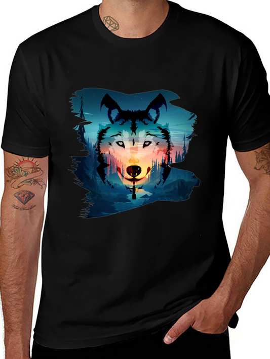 Wolf & Forest Graphic Tee - Black Short Sleeve