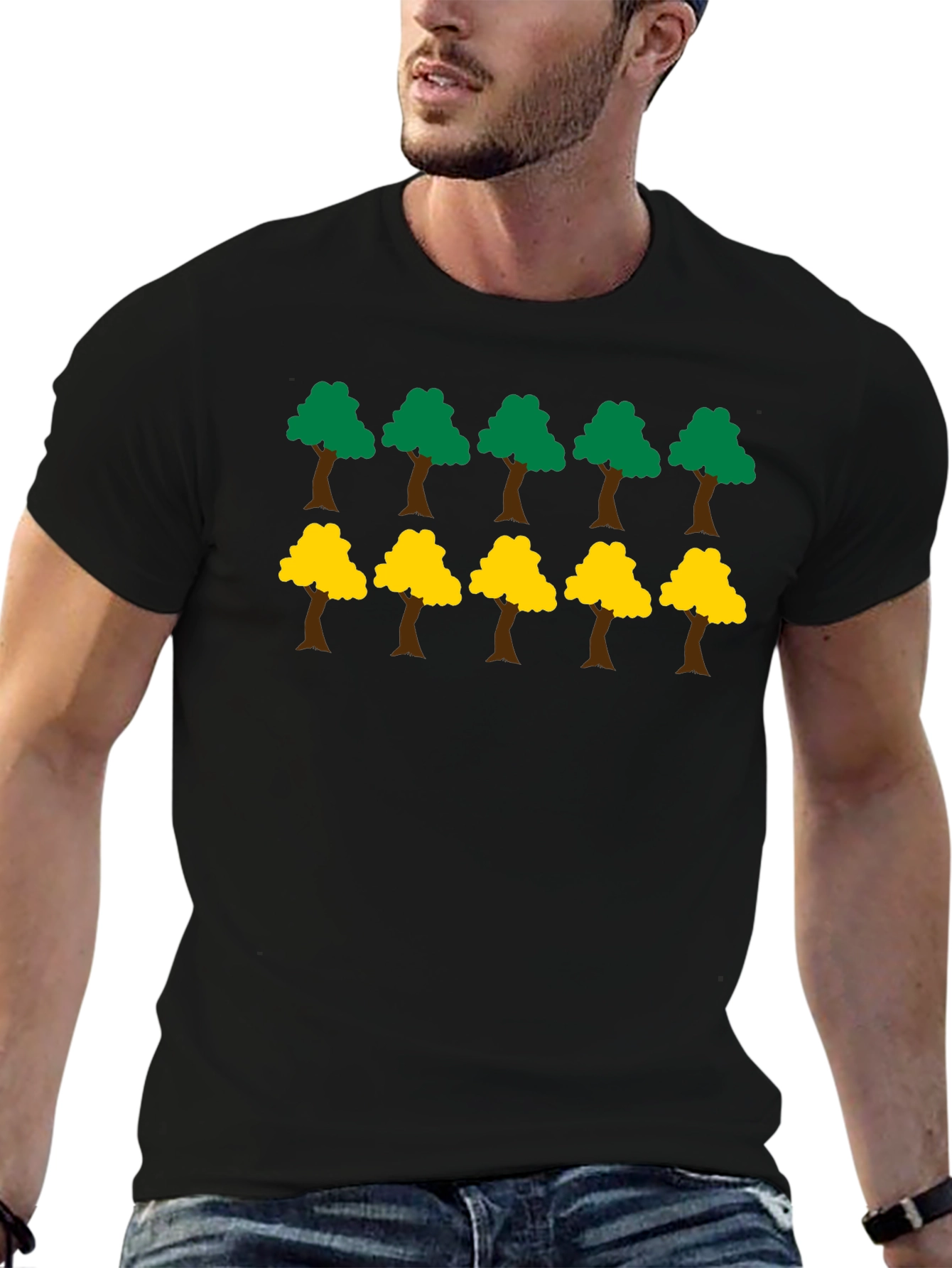 Fun Trees Graphic Print Black T-Shirt