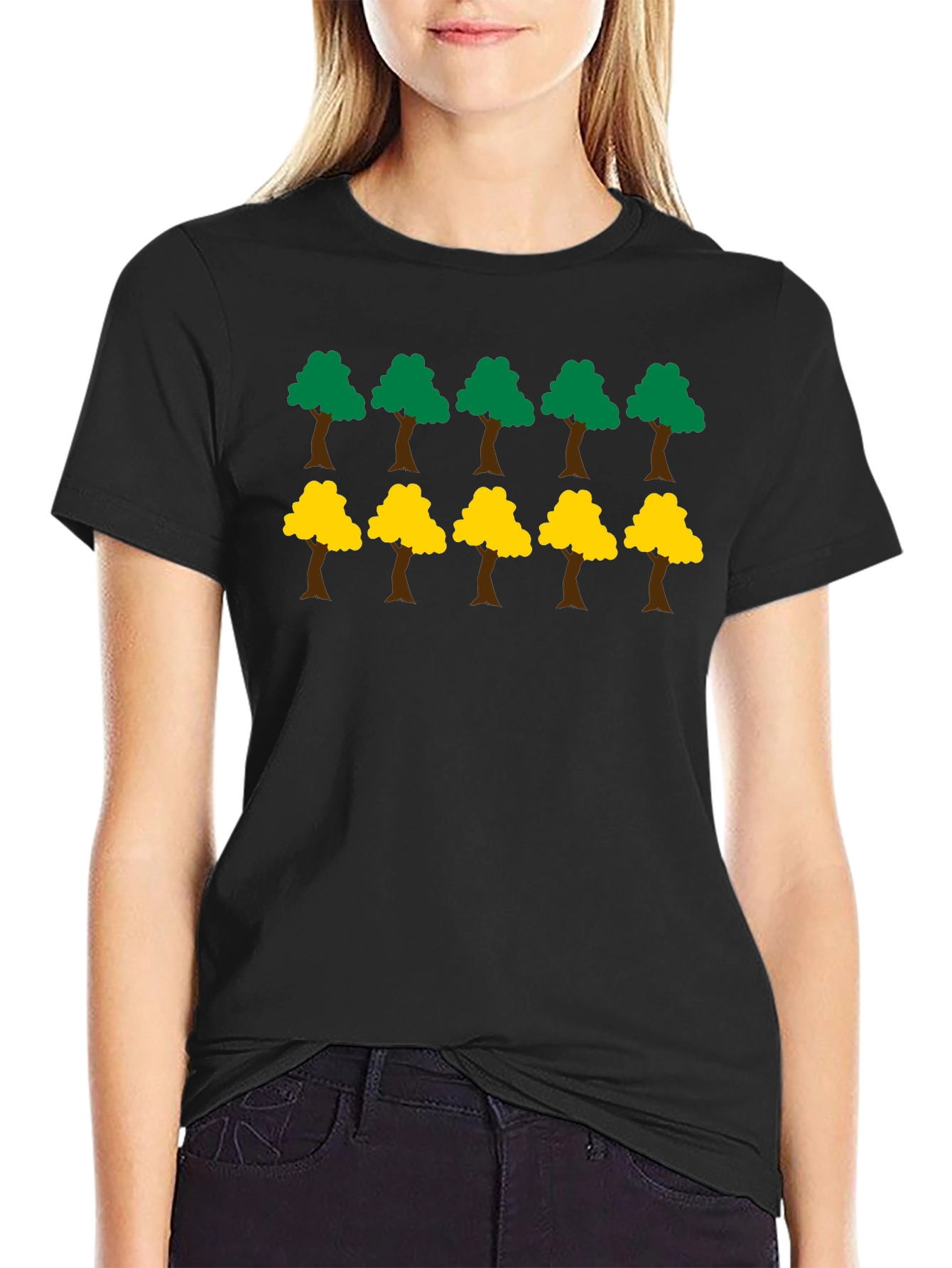 Fun Trees Graphic Print Black T-Shirt