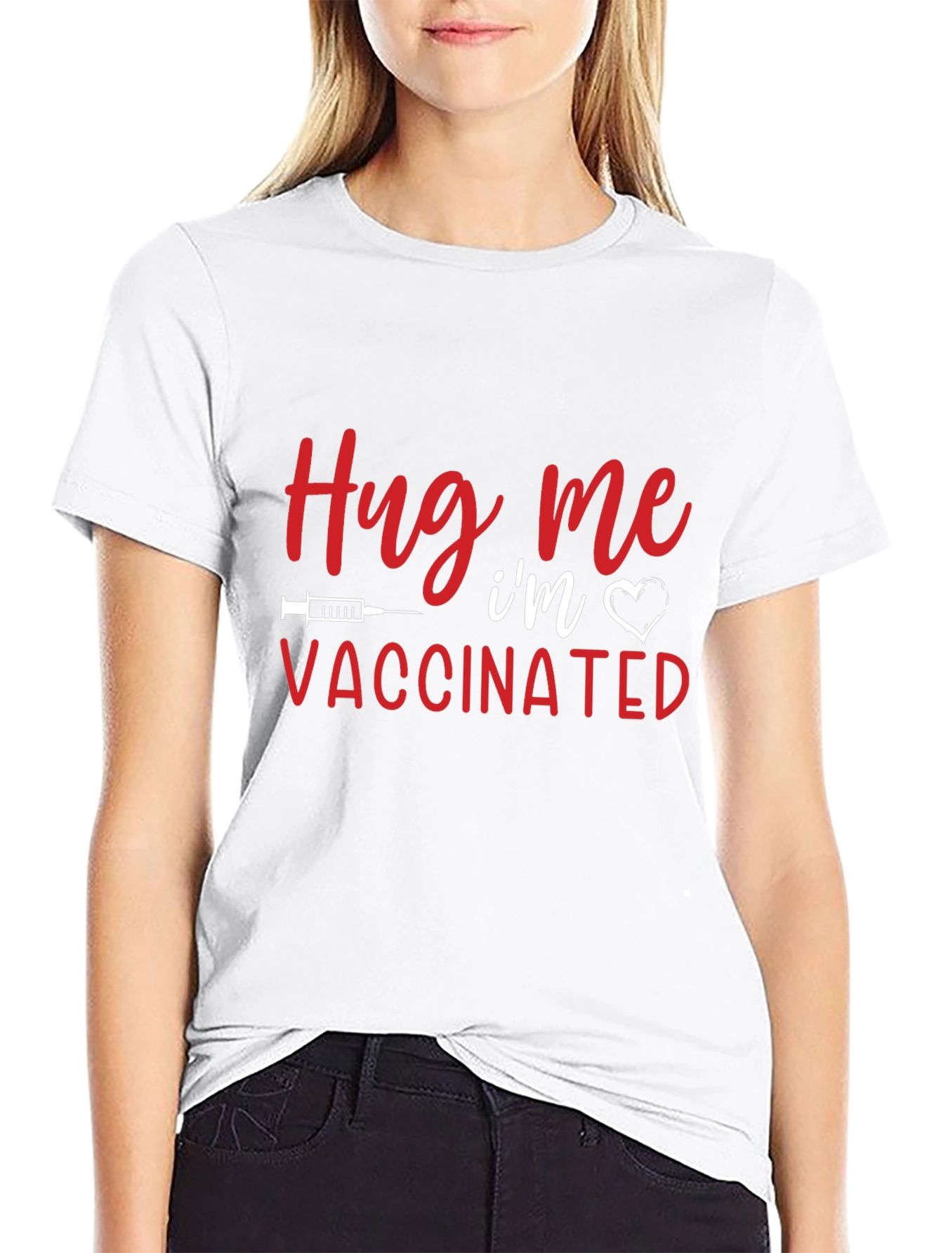 Hug Me Im Vaccinated Black T-Shirt
