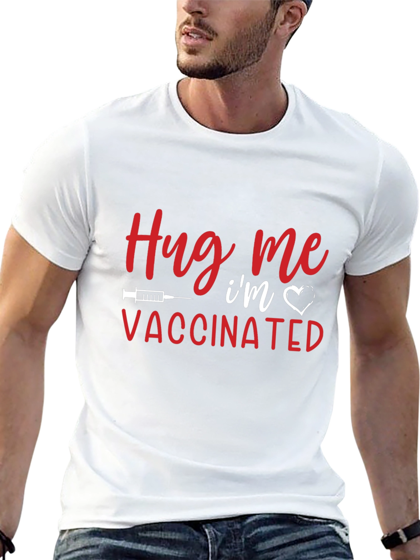 Hug Me Im Vaccinated Black T-Shirt
