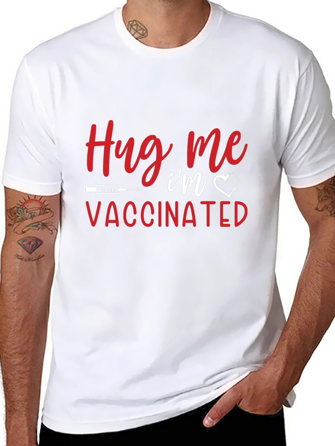 Hug Me Im Vaccinated Black T-Shirt