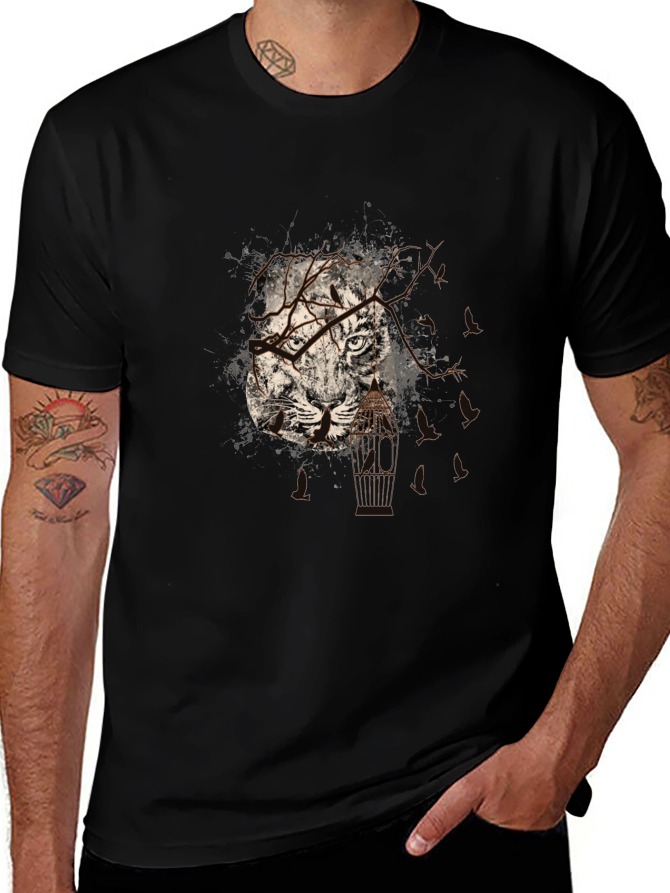 Tiger Cage Graphic Black Tee