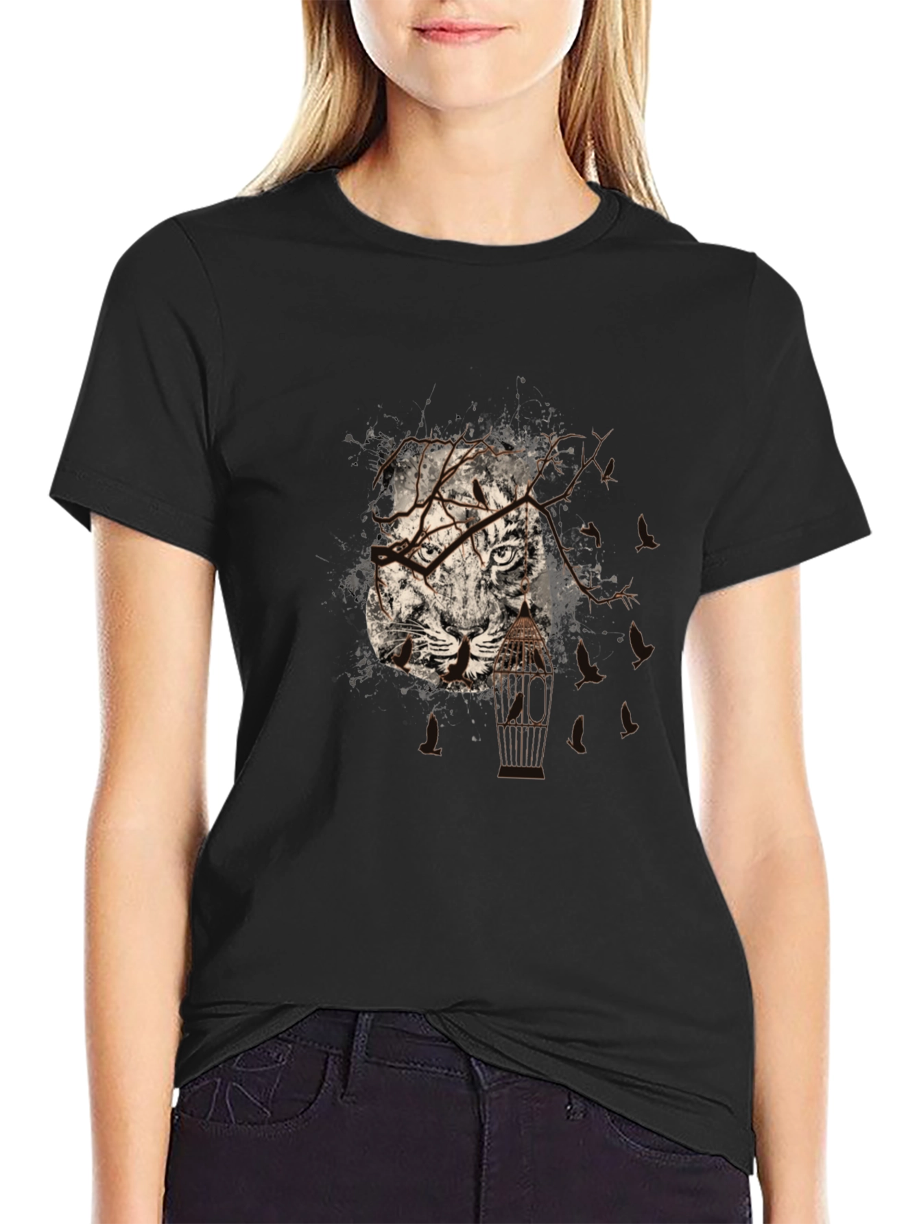 Tiger Cage Graphic Black Tee