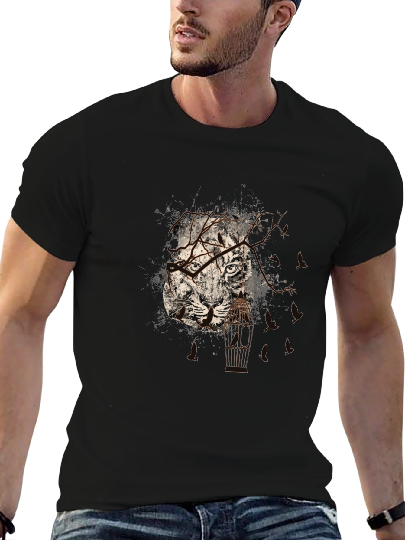 Tiger Cage Graphic Black Tee