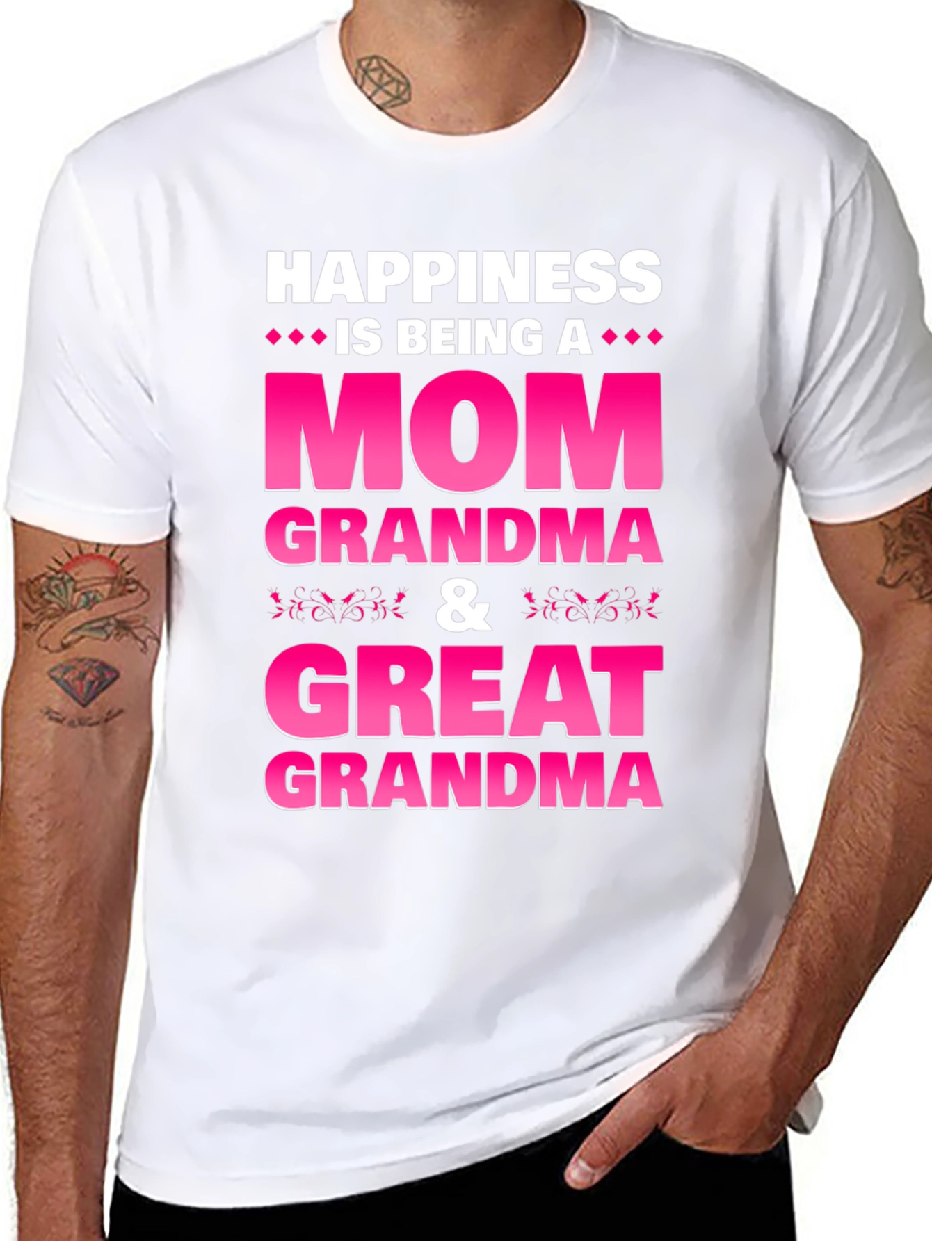 Happiness is Being a Mom Grandma Great Grandma T-Shirt