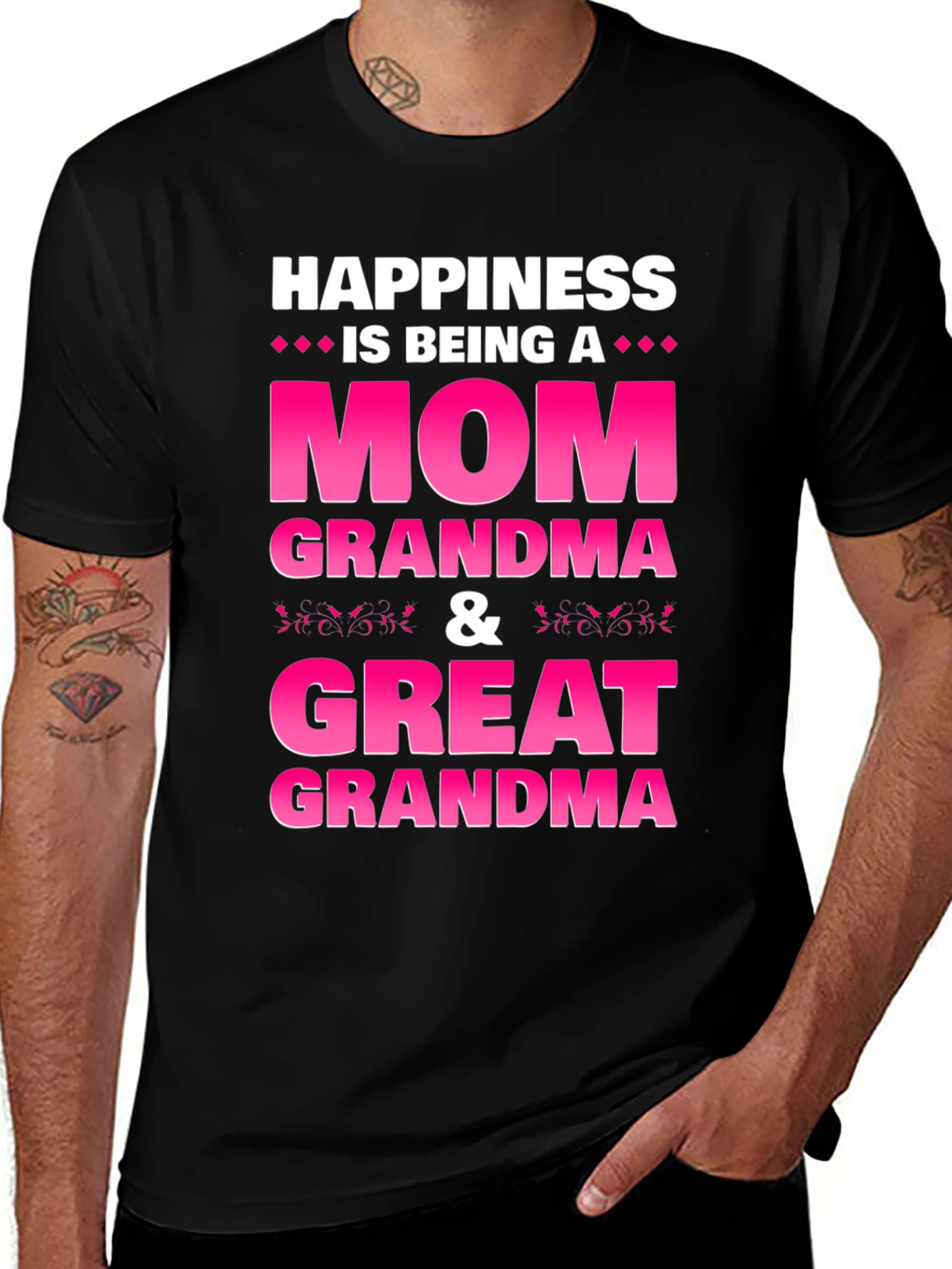 Happiness is Being a Mom Grandma Great Grandma T-Shirt