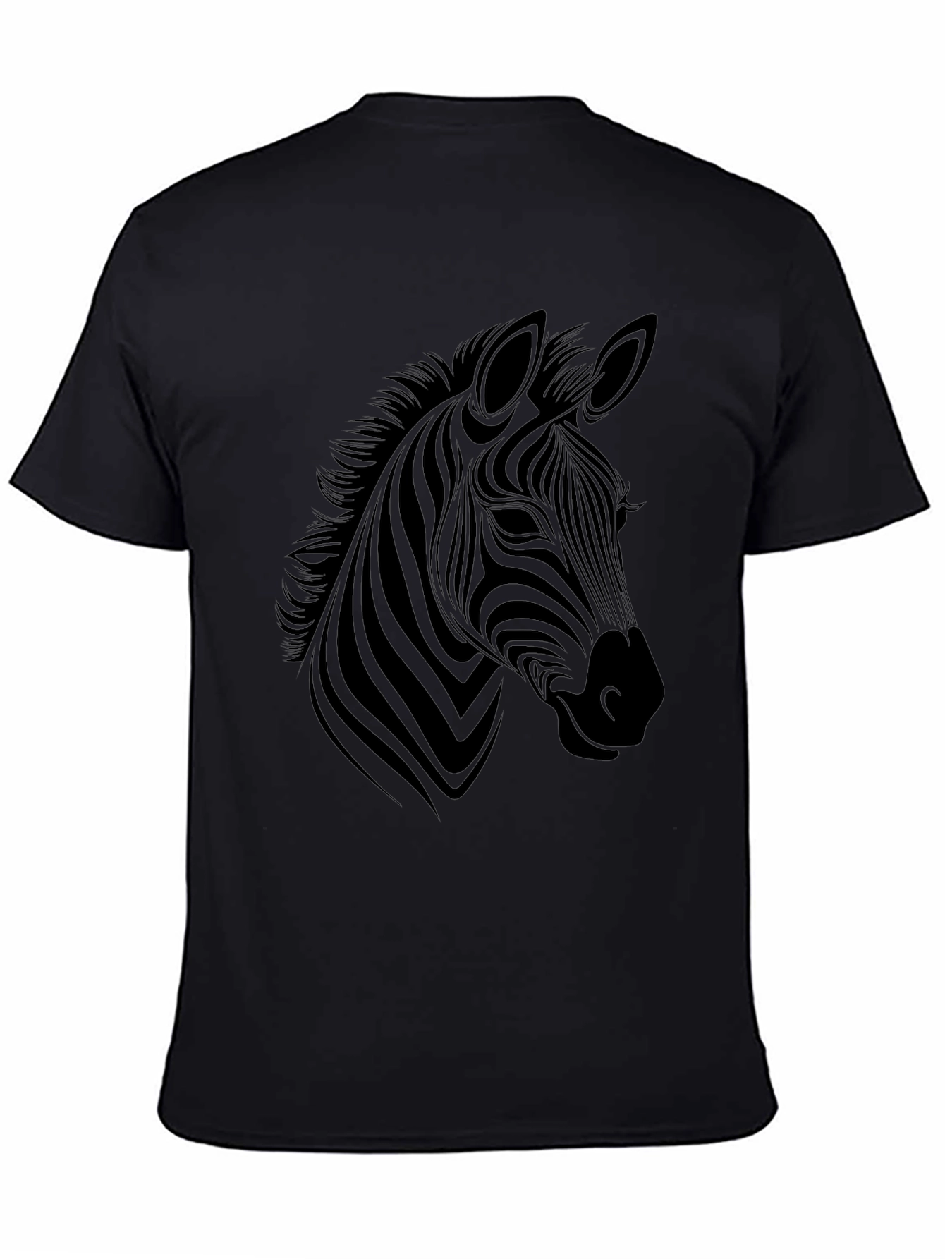 Stylish Zebra Graphic Tee - Black Cotton Blend