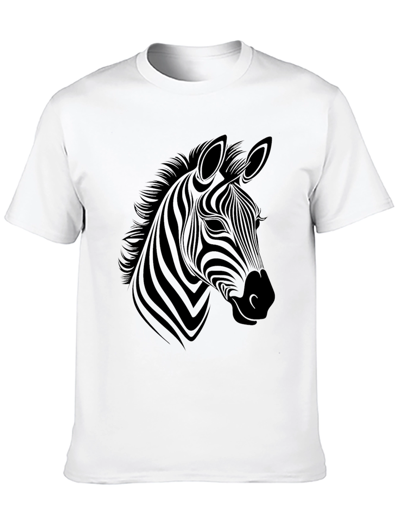 Stylish Zebra Graphic Tee - Black Cotton Blend