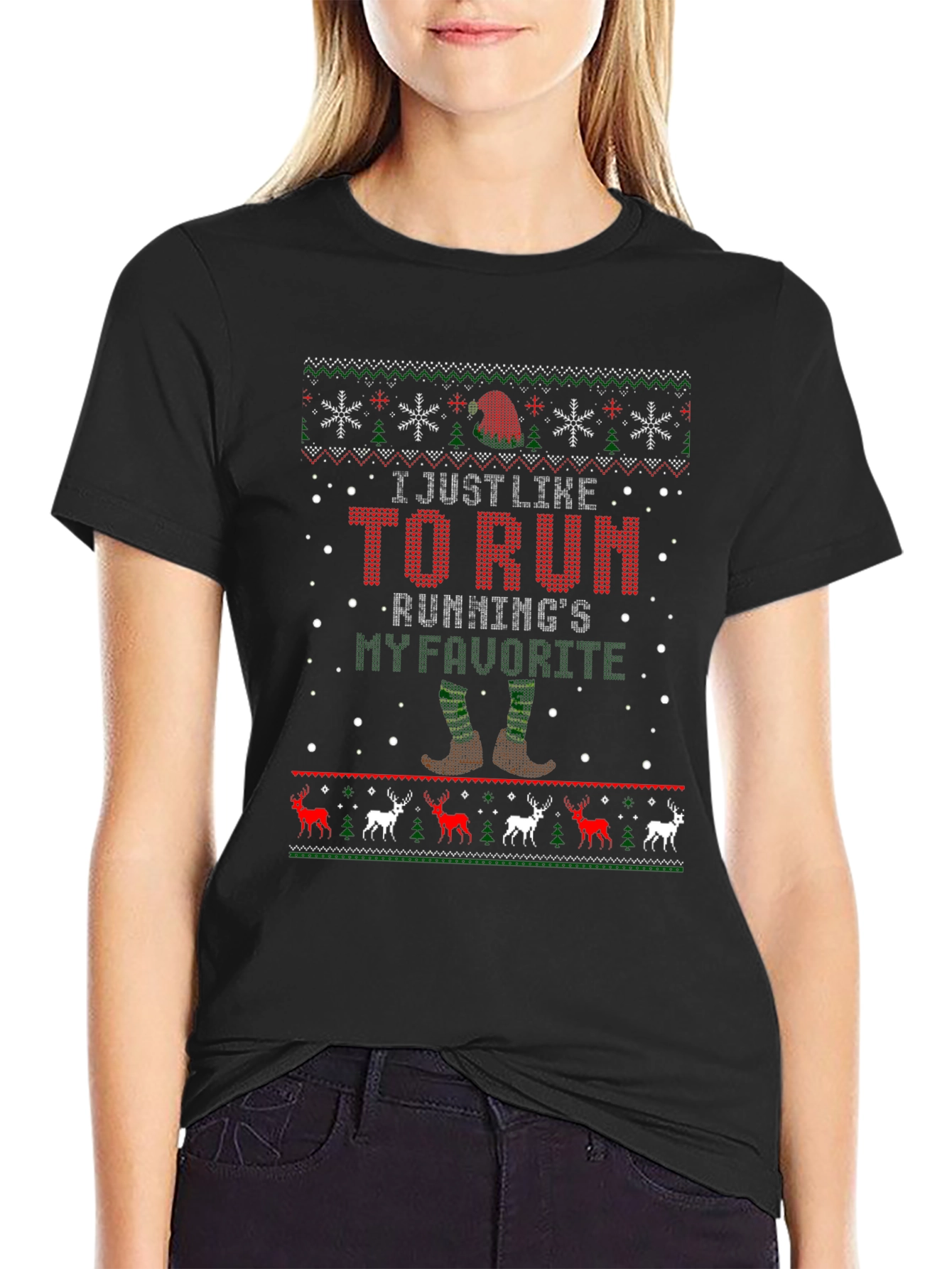 I Like to Run Ugly Christmas Sweater T-Shirt