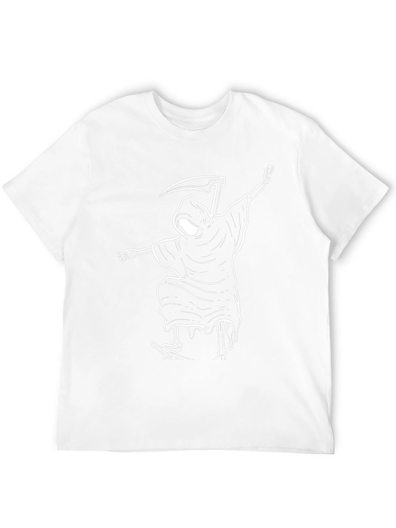 Grim Reaper Skateboard Graphic Tee - Black Cotton Blend