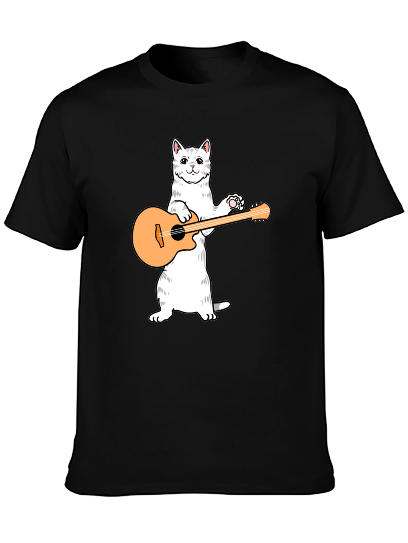 Cat Playing Guitar Graphic T-Shirt