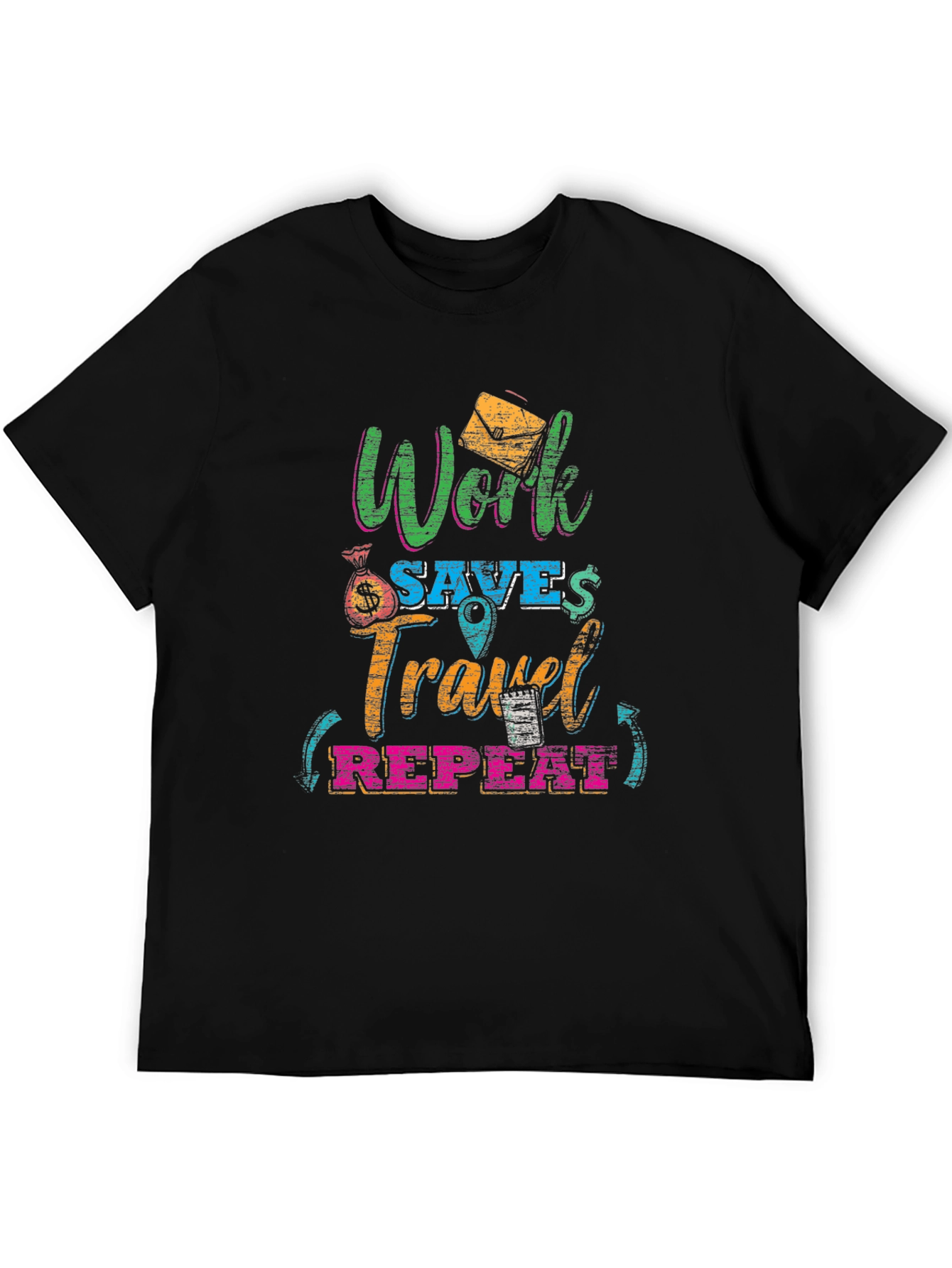 Work Saves Travel Repeat Graphic T-Shirt