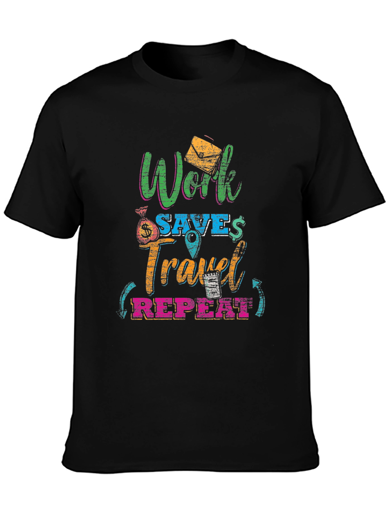 Work Saves Travel Repeat Graphic T-Shirt