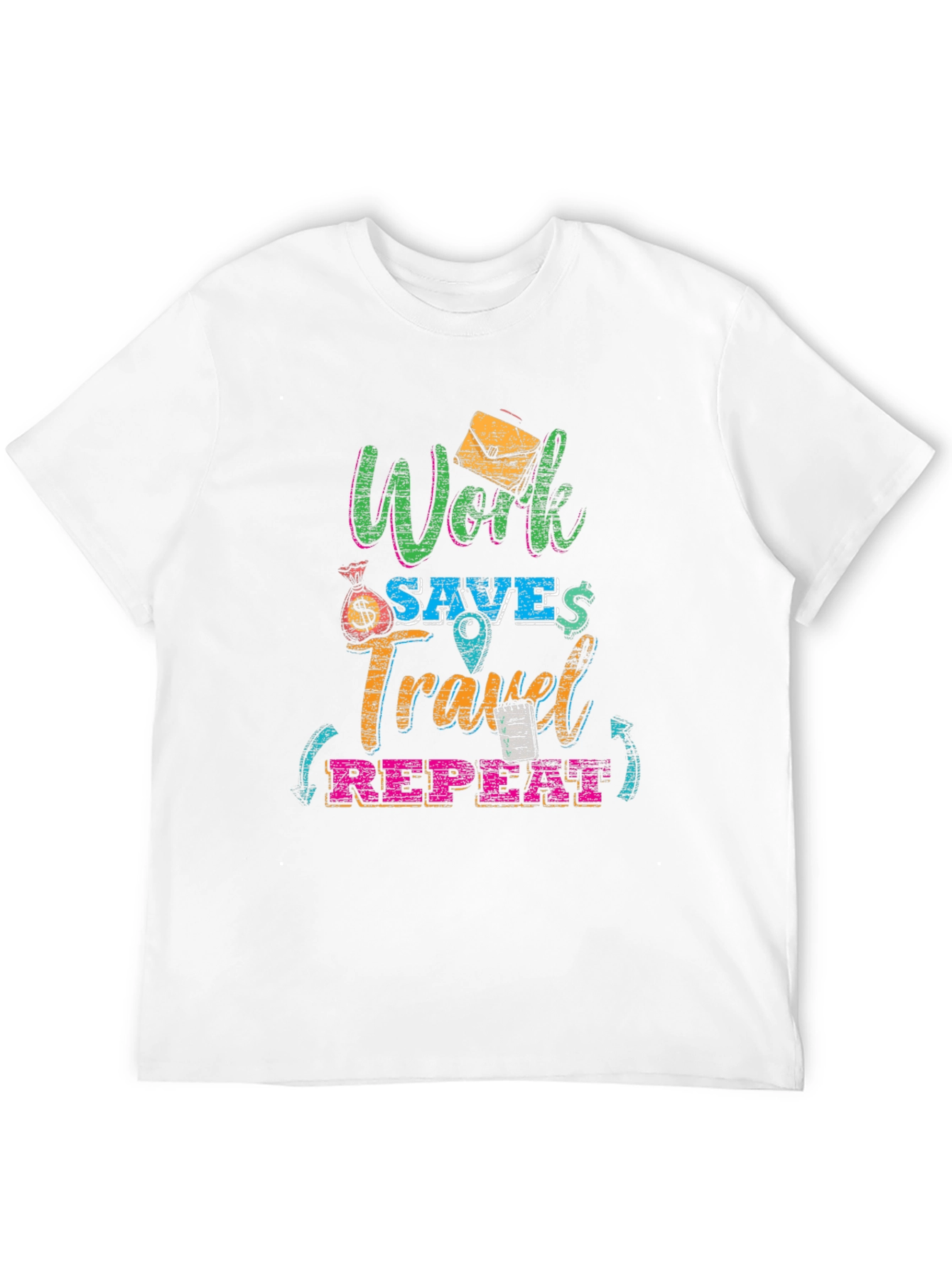 Work Saves Travel Repeat Graphic T-Shirt