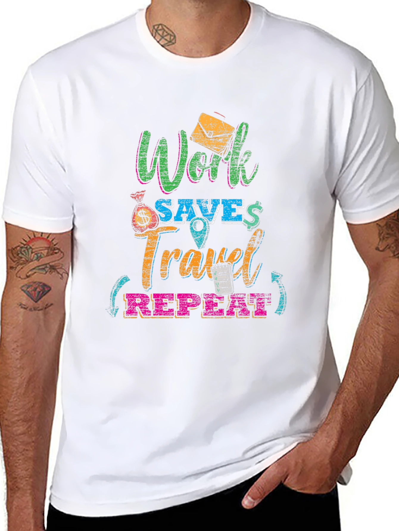 Work Saves Travel Repeat Graphic T-Shirt
