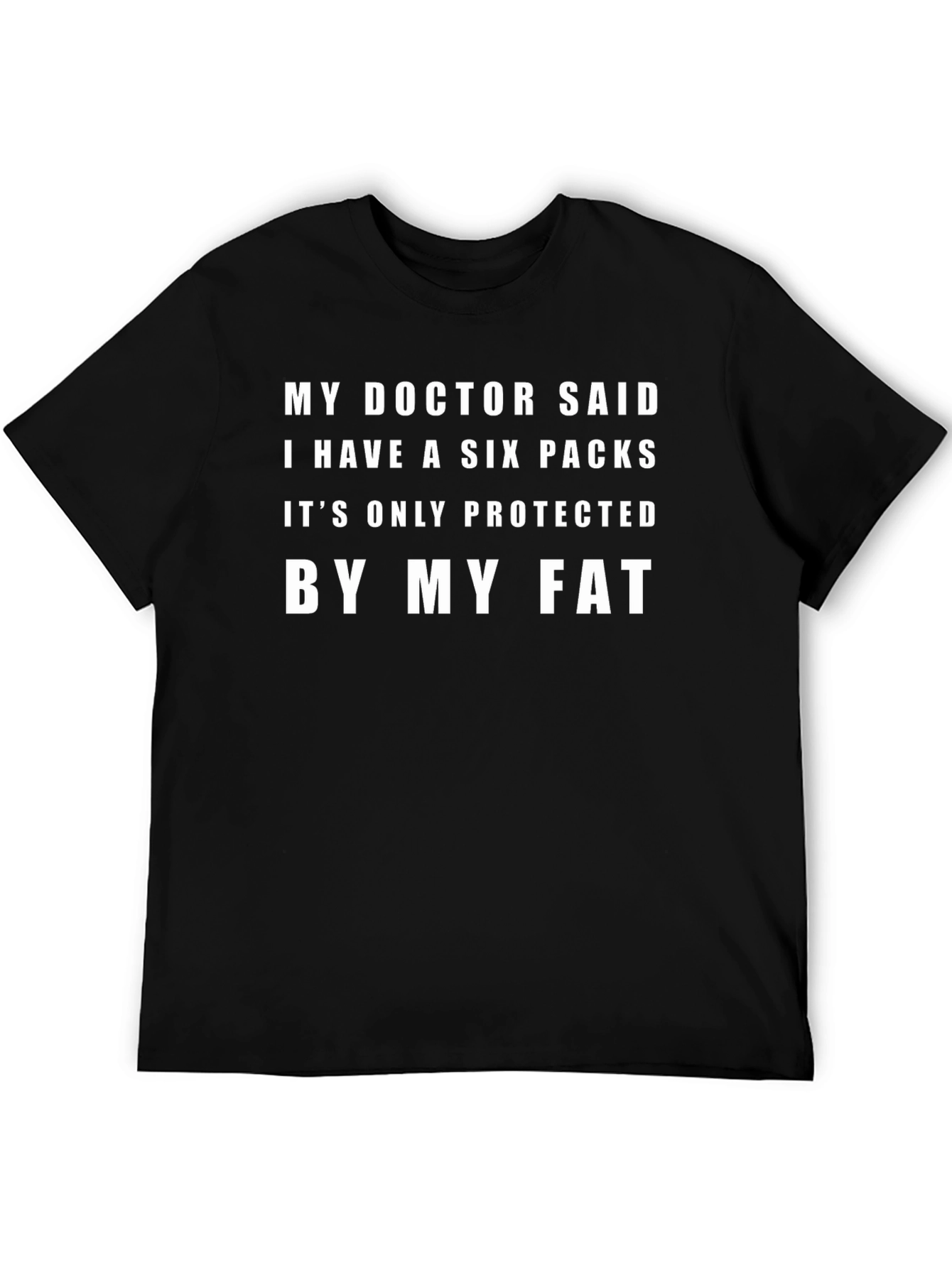Six Pack Protected by Fat T-Shirt Funny Gym Tee