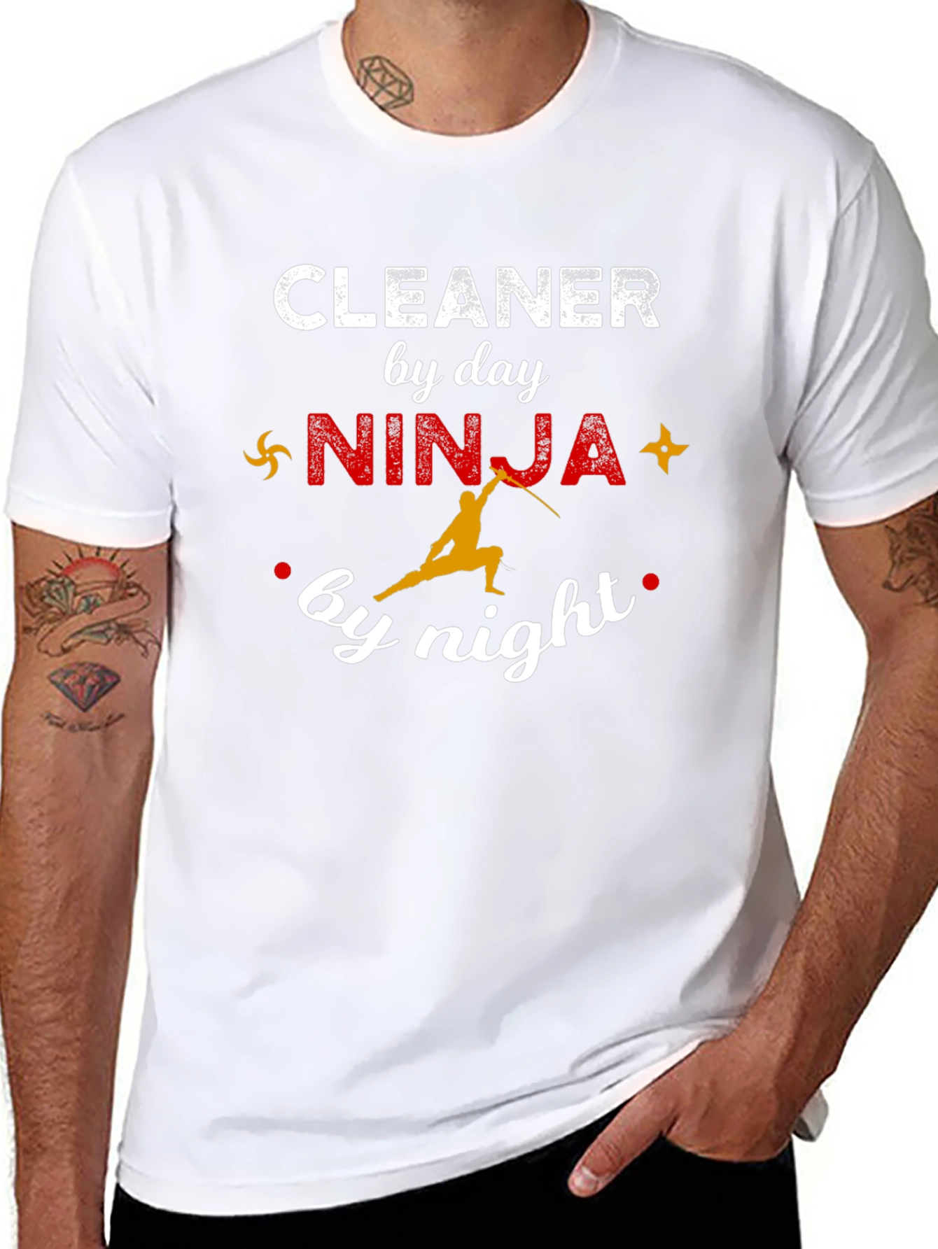 Cleaner by Day Ninja by Night Graphic T-Shirt