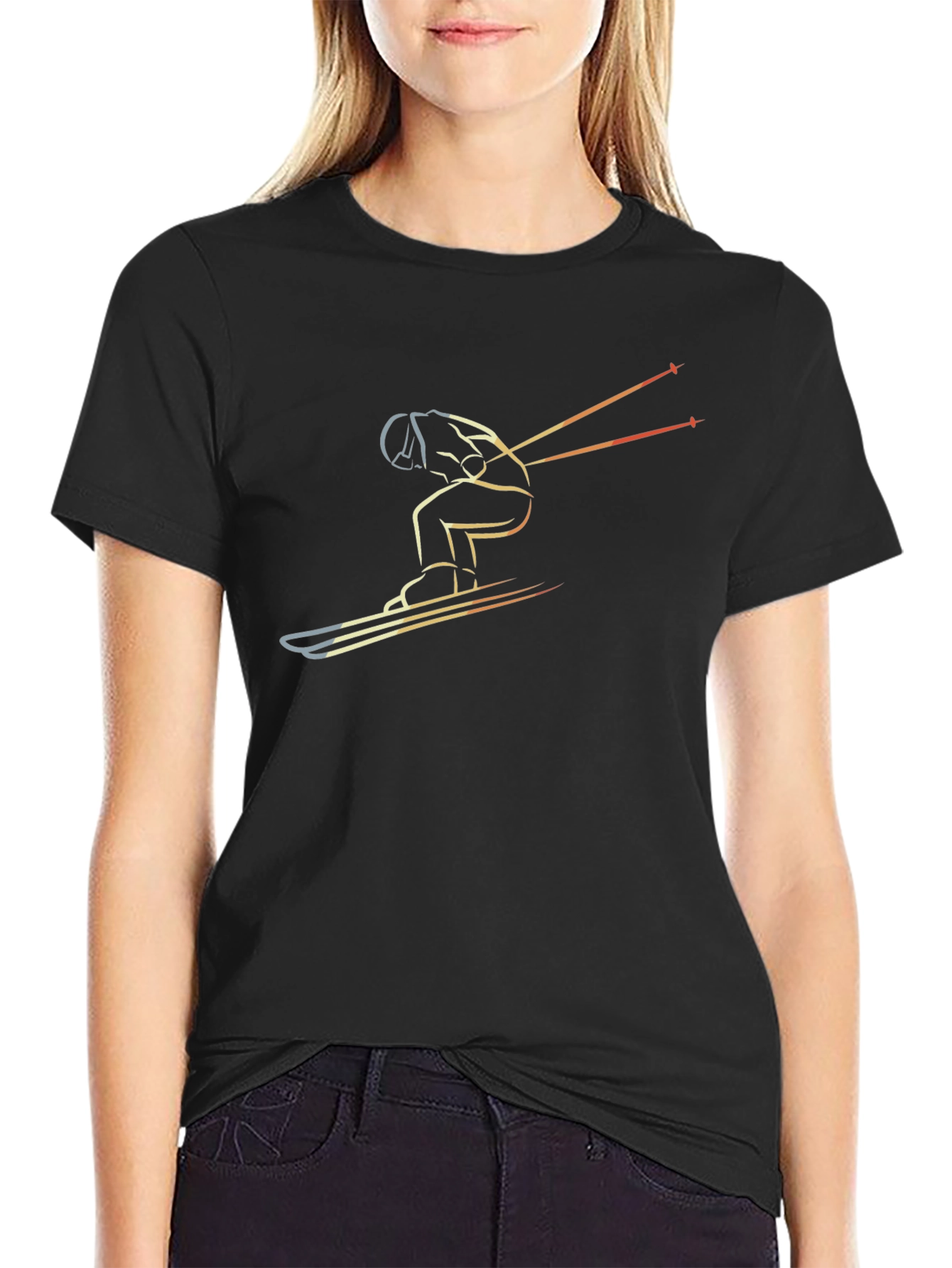 Mens Skiing Graphic T-Shirt - Black