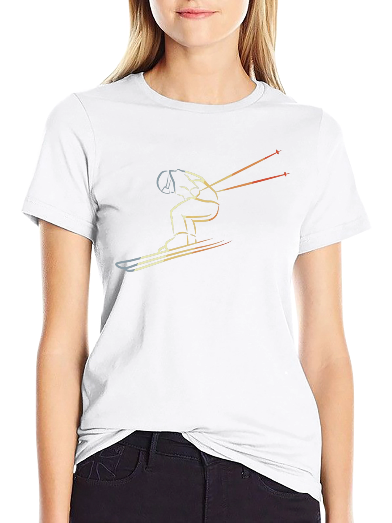 Mens Skiing Graphic T-Shirt - Black