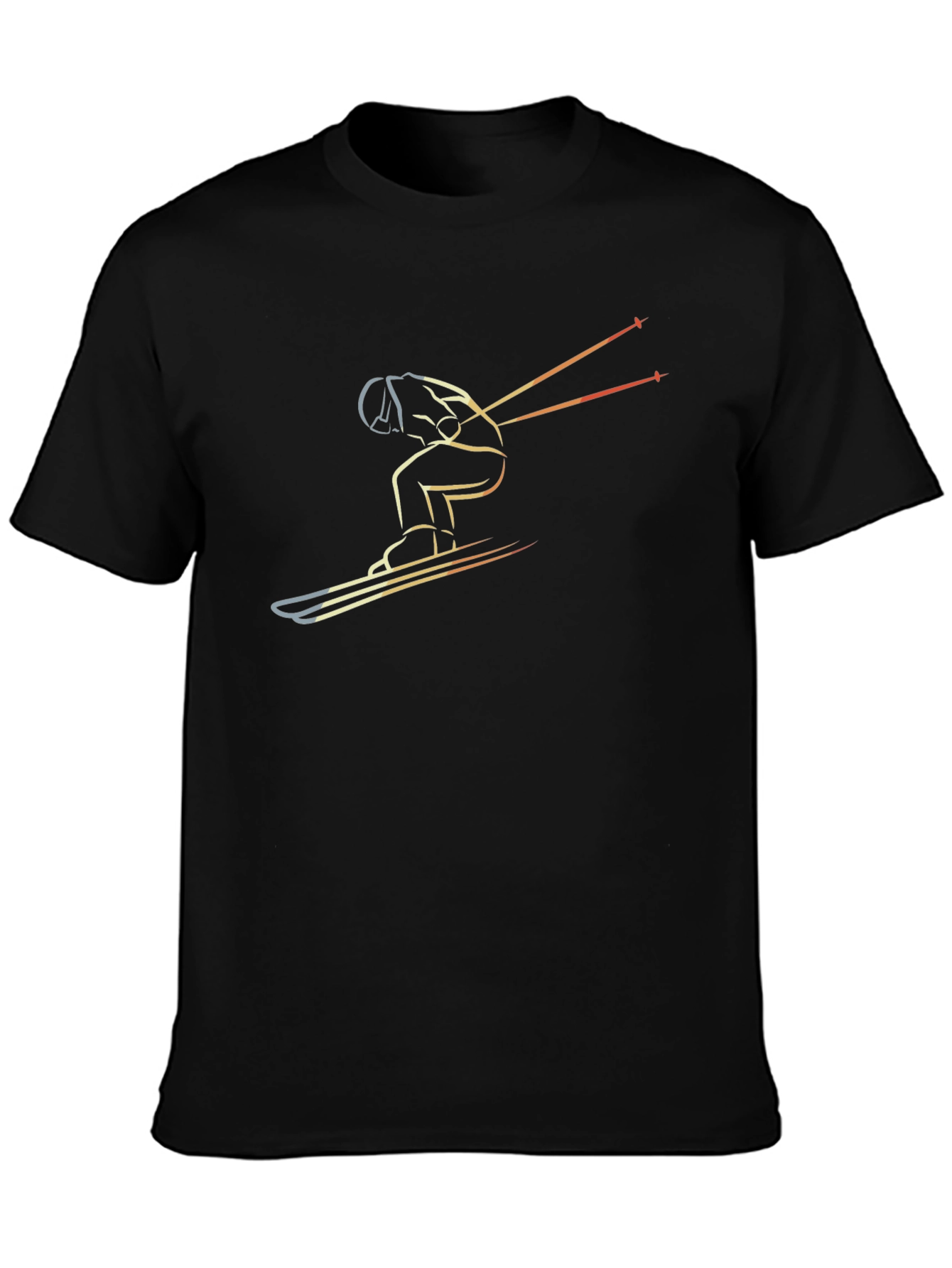 Mens Skiing Graphic T-Shirt - Black