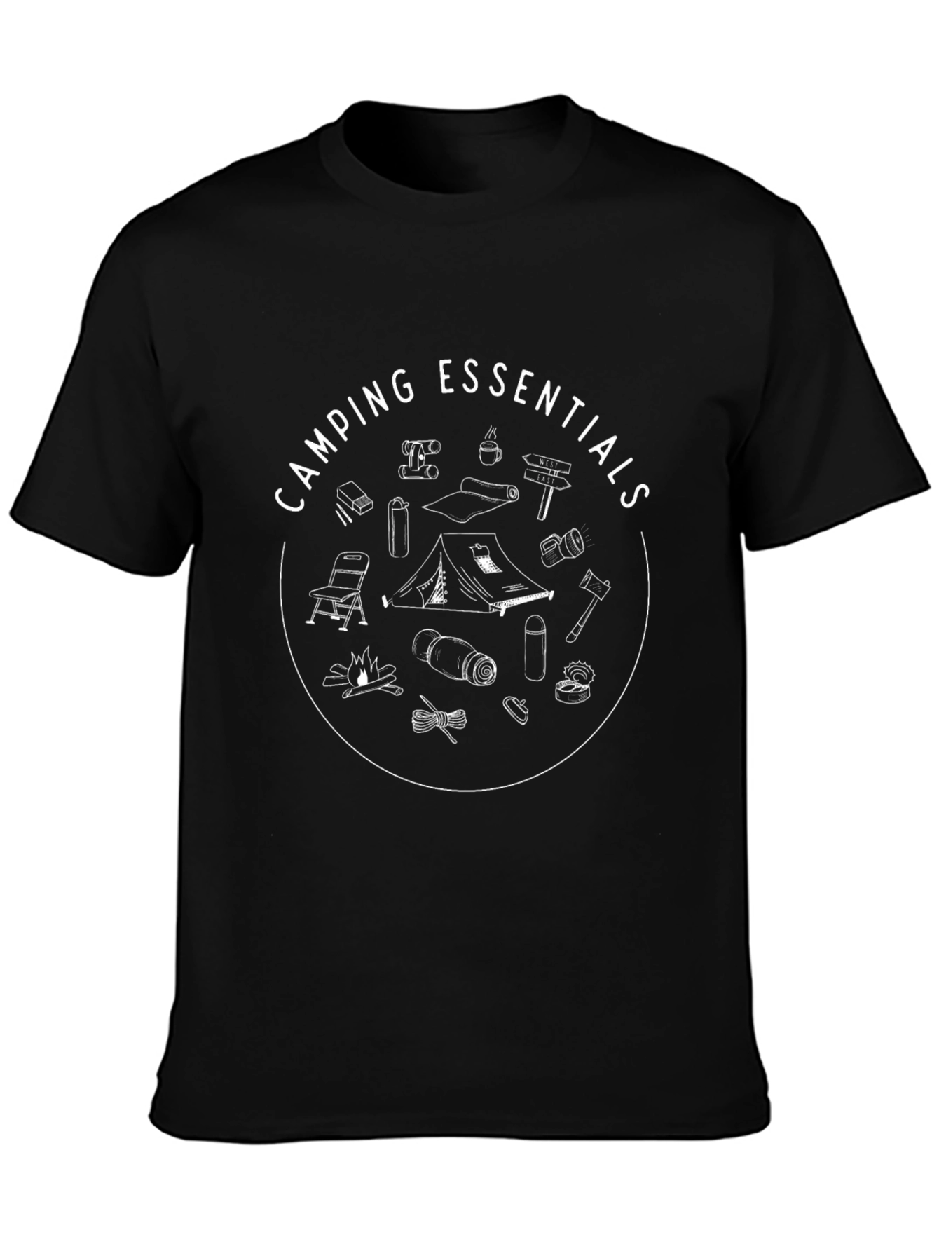 Camping Essentials Black Graphic T-Shirt