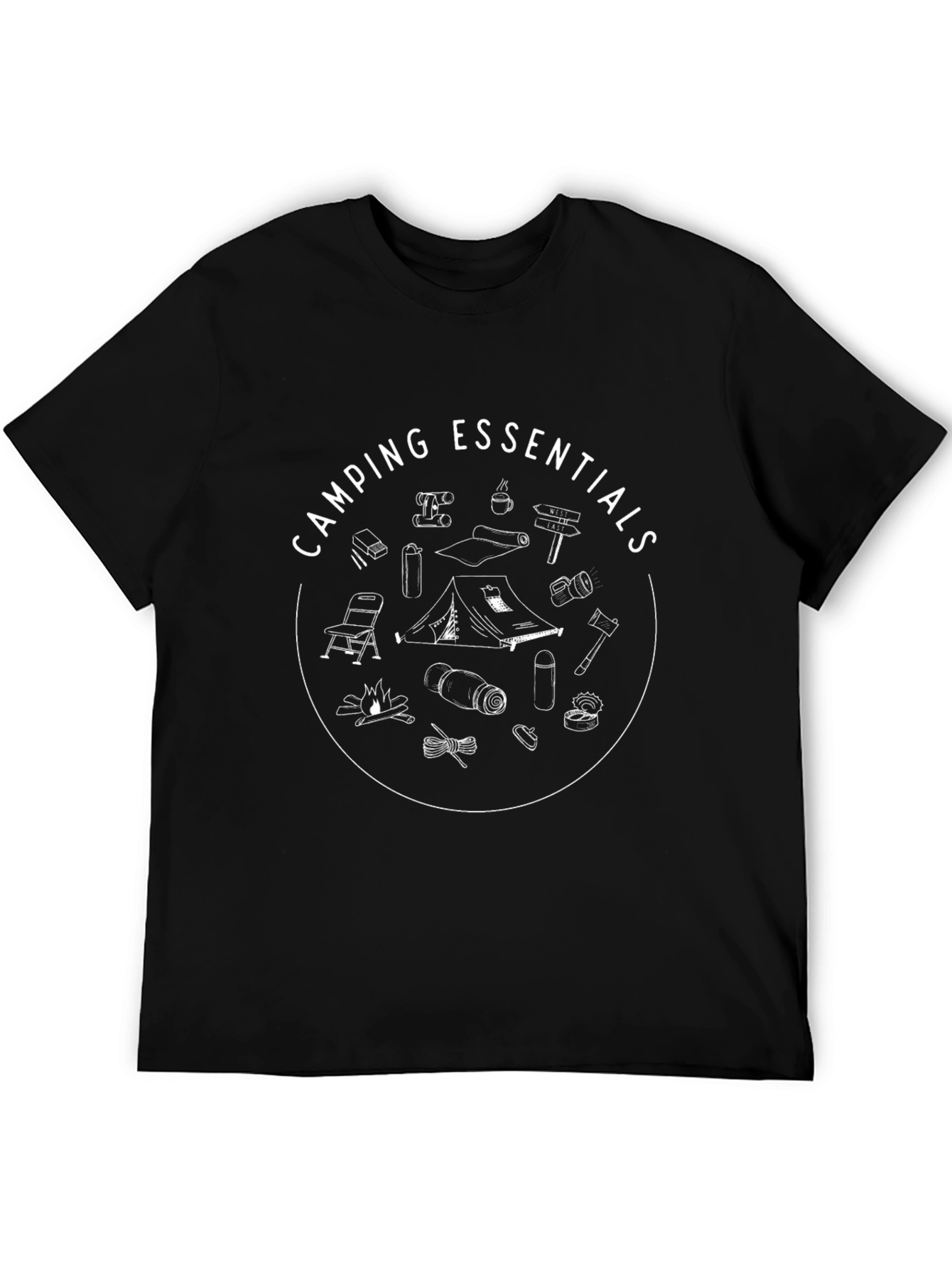 Camping Essentials Black Graphic T-Shirt