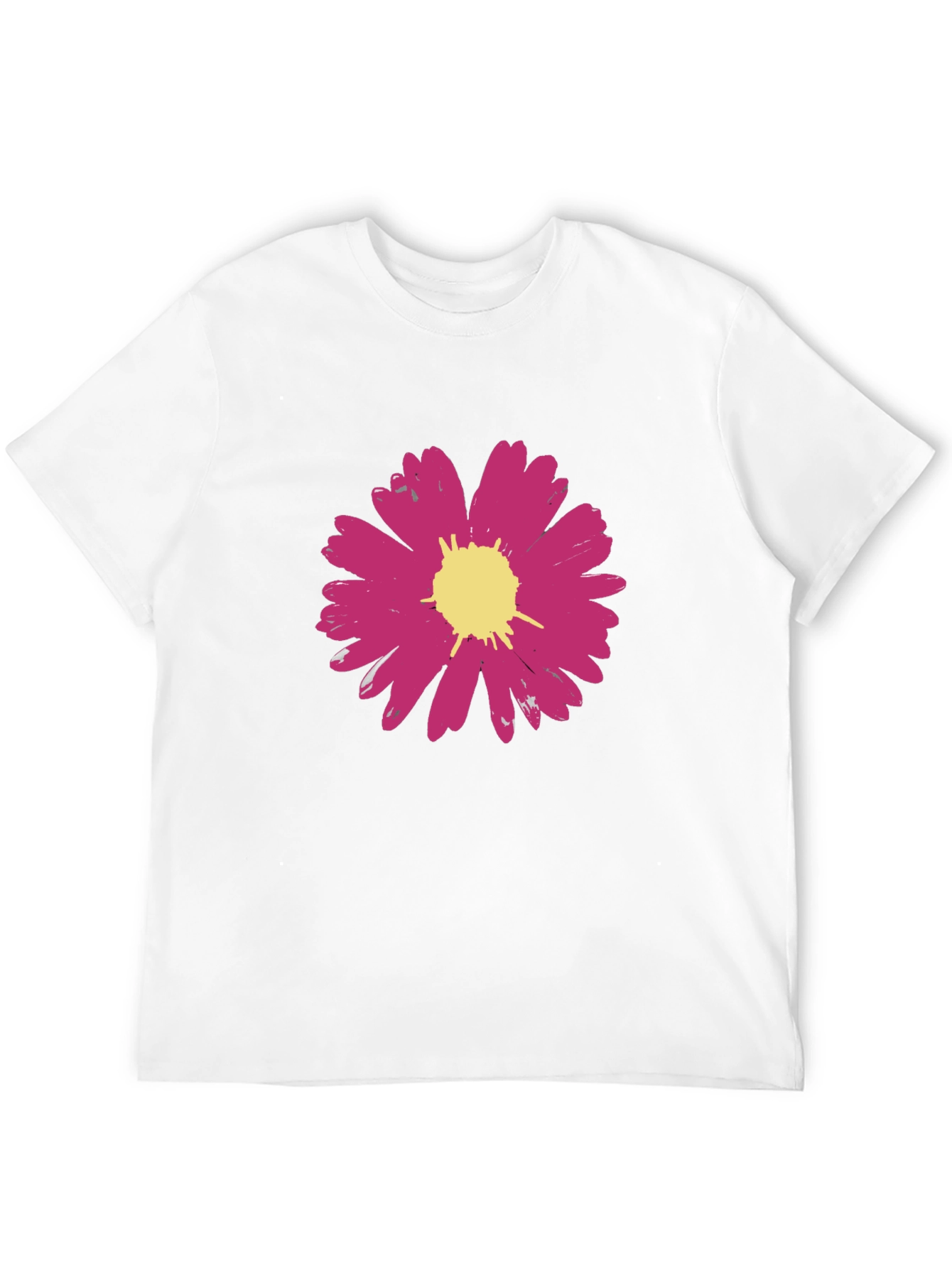 Pink Flower Graphic Black T-Shirt