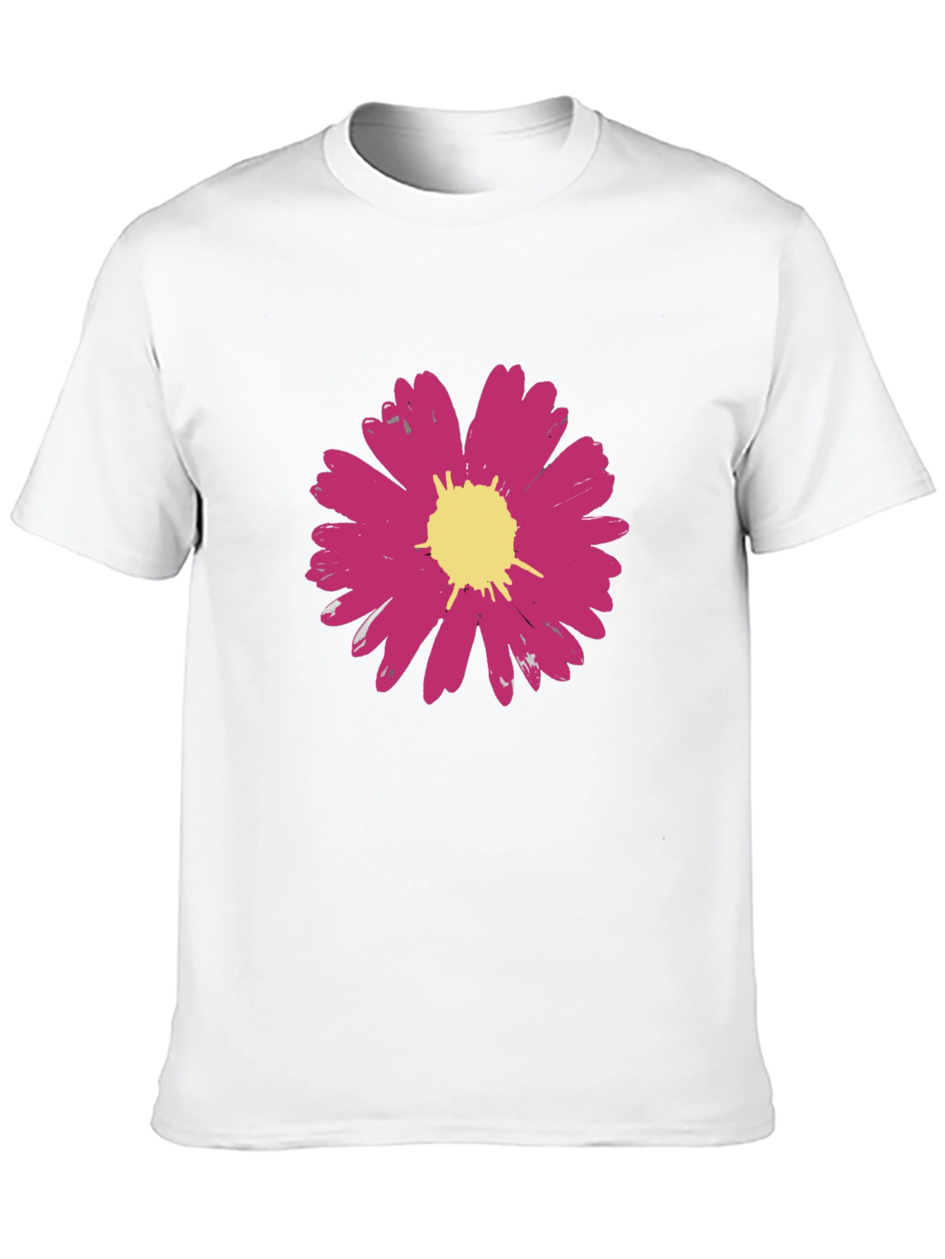 Pink Flower Graphic Black T-Shirt