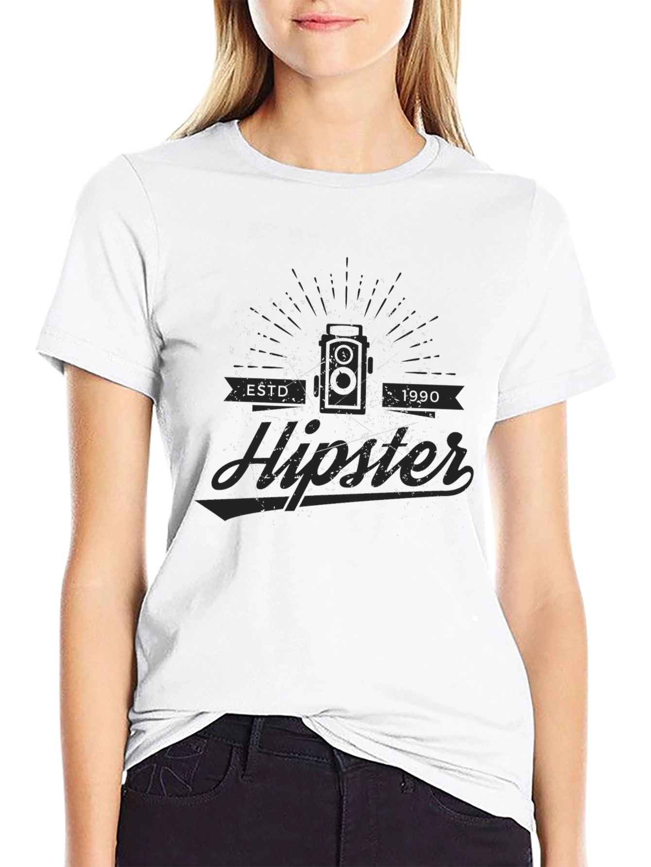 Est. 1990 Hipster Graphic Tee - Modern Black T-Shirt