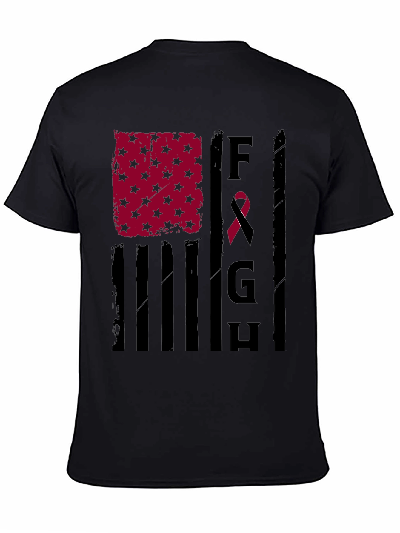 Fight T-Shirt: American Flag Breast Cancer Awareness