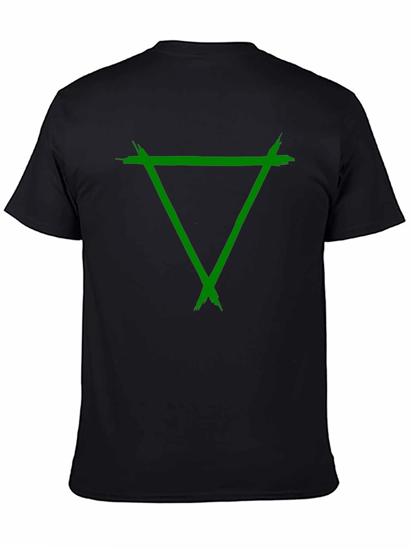 Green Triangle Graphic Black Tee Shirt
