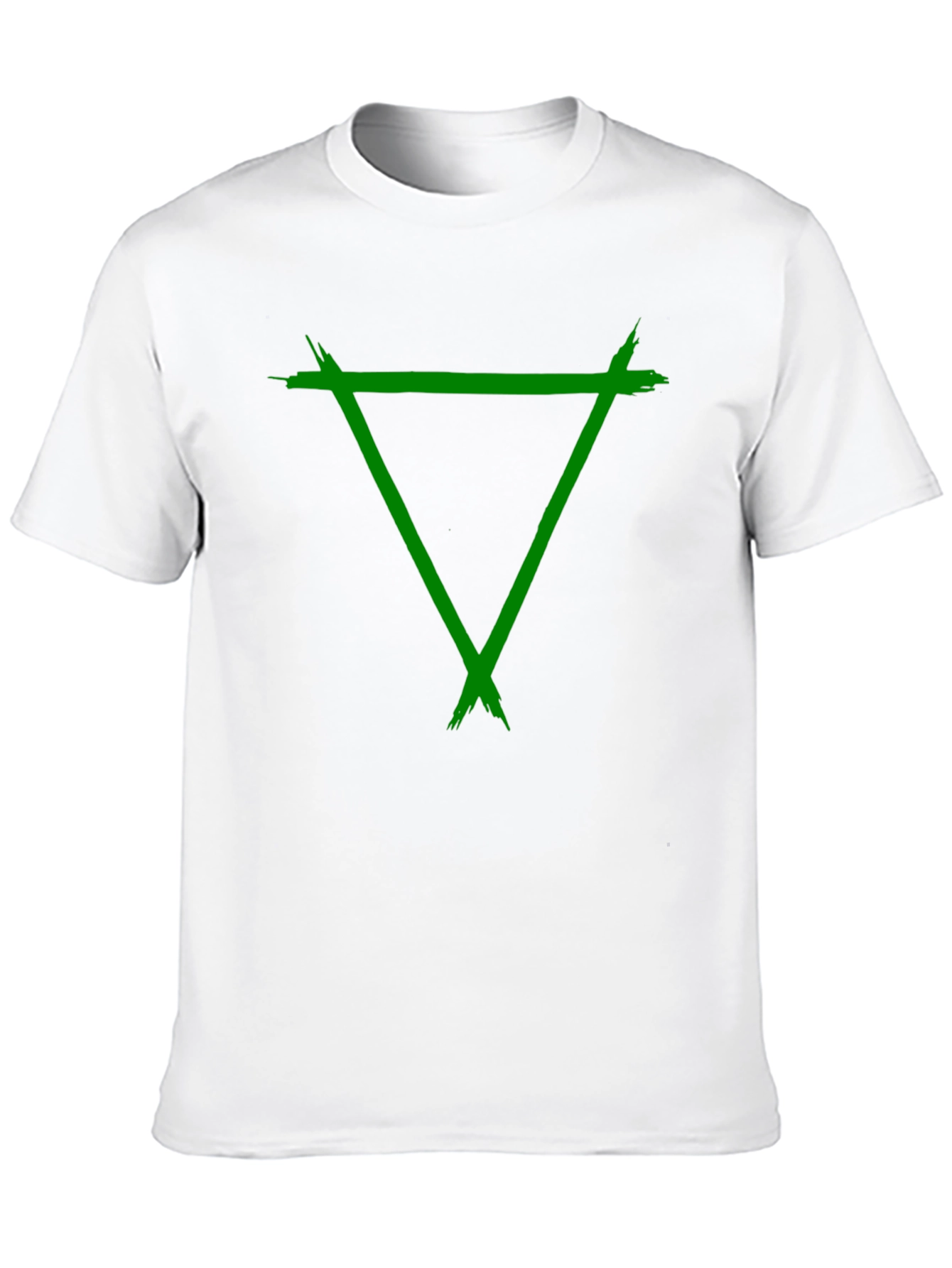 Green Triangle Graphic Black Tee Shirt