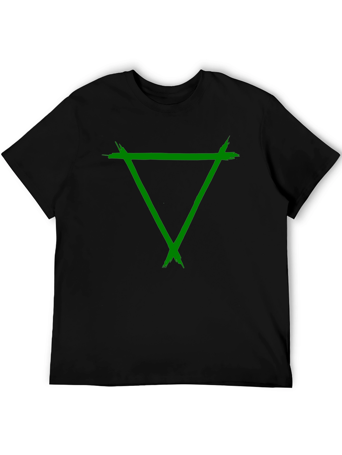 Green Triangle Graphic Black Tee Shirt