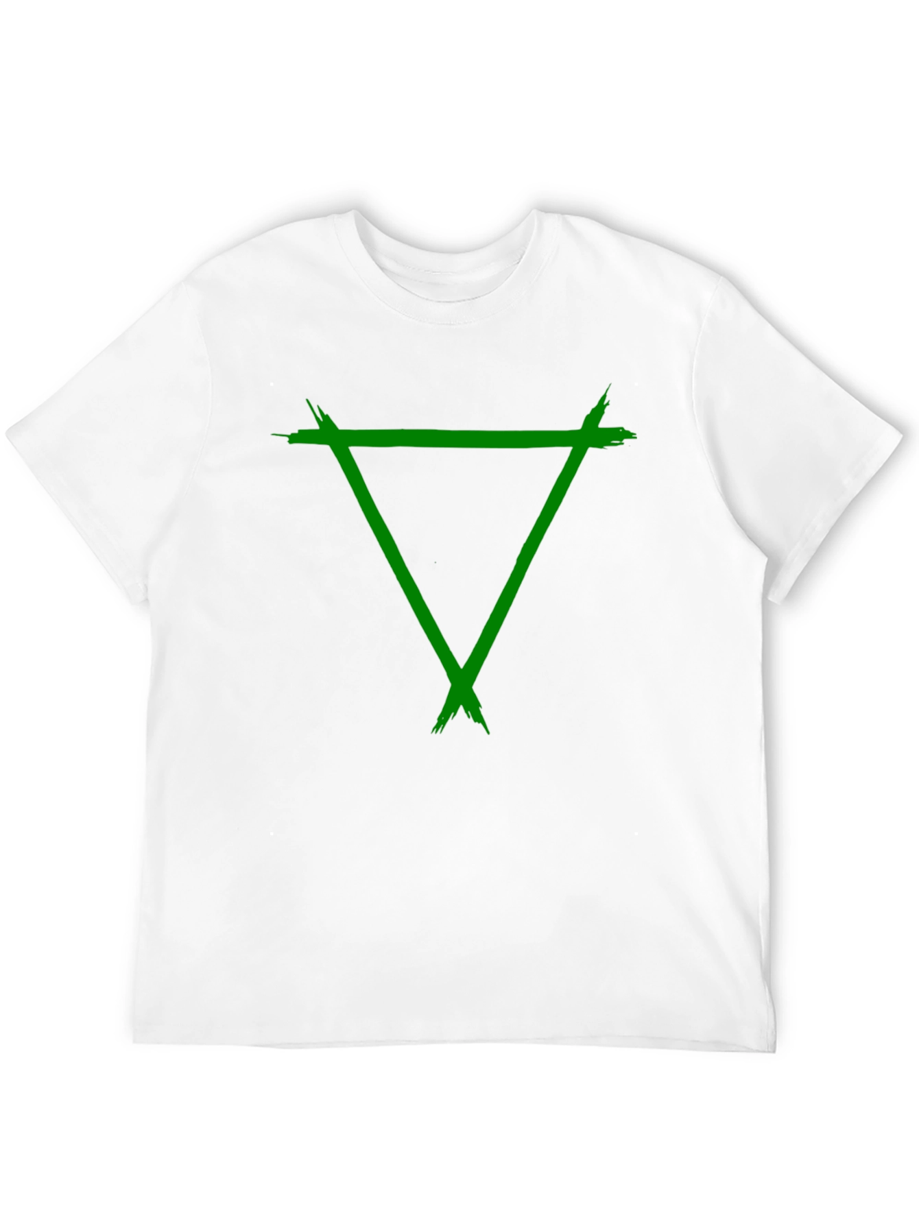 Green Triangle Graphic Black Tee Shirt